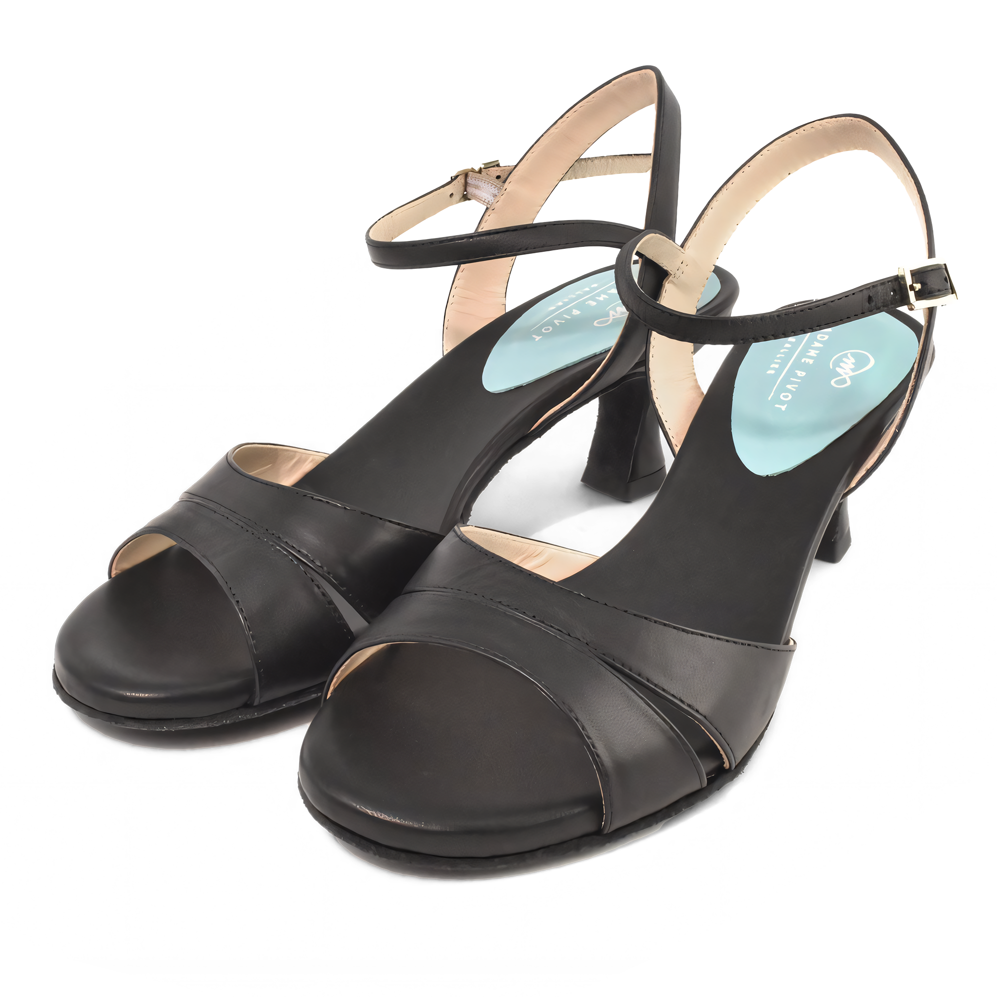 Madame Pivot Rallies Black Leather Schwarze Tanzsandale Mittlere Absatzhoehe 02