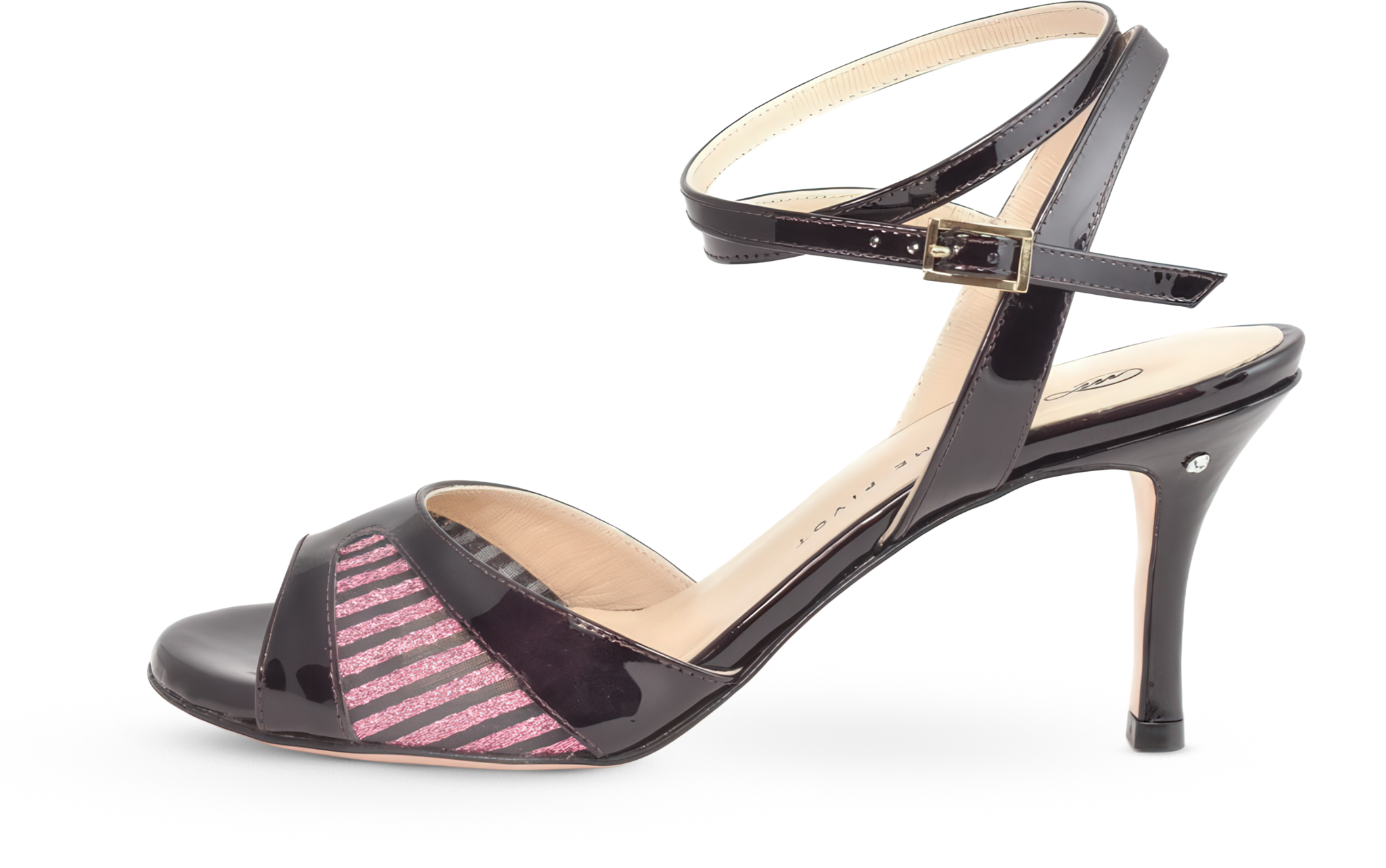 Madame Pivot Thelma Burgundy Patent Glitter Net Tanzsandale Aus Lackleder Weinrot 97745 02