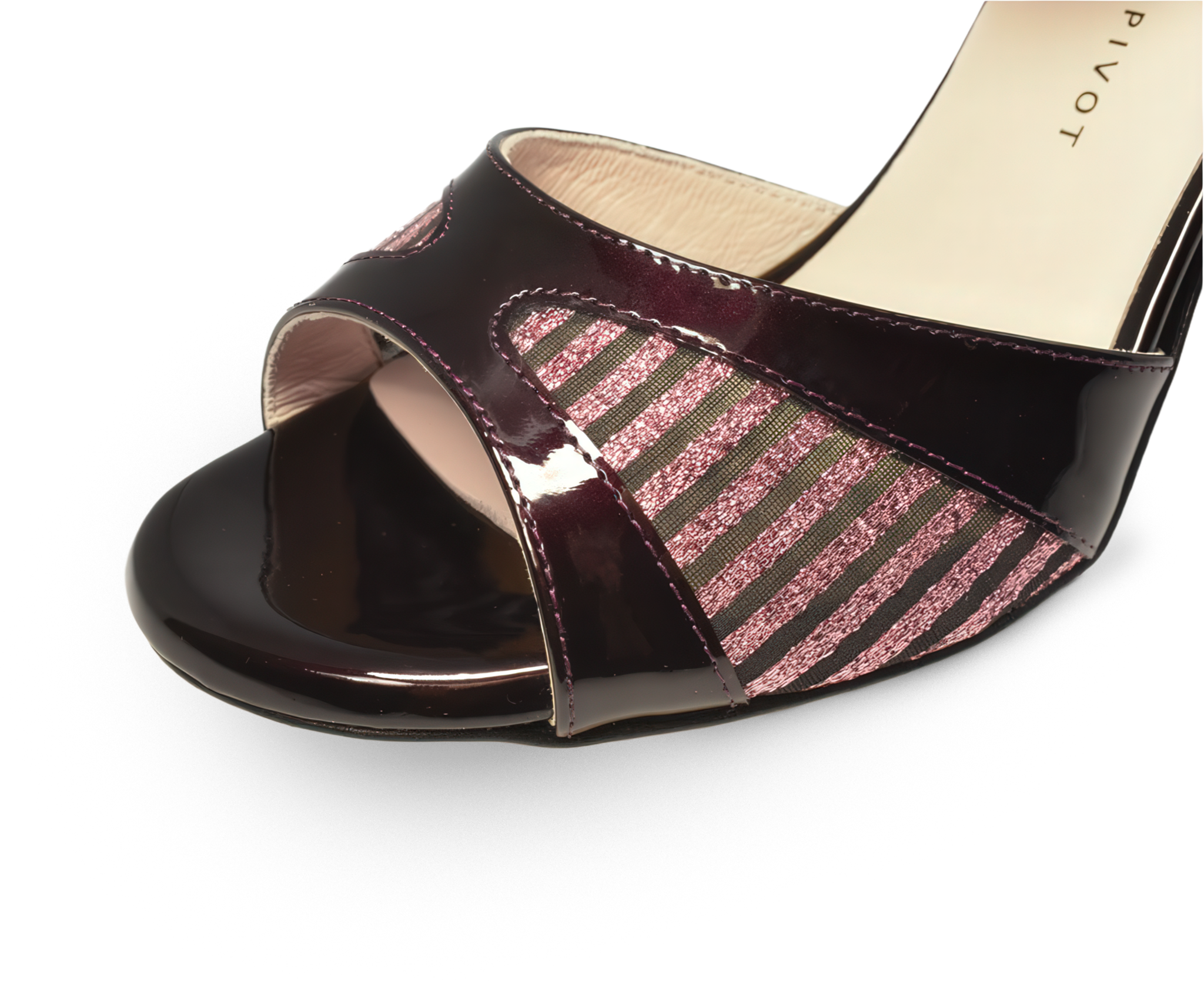 Madame Pivot Thelma Burgundy Patent Glitter Net Tanzsandale Aus Lackleder Weinrot 97745 05