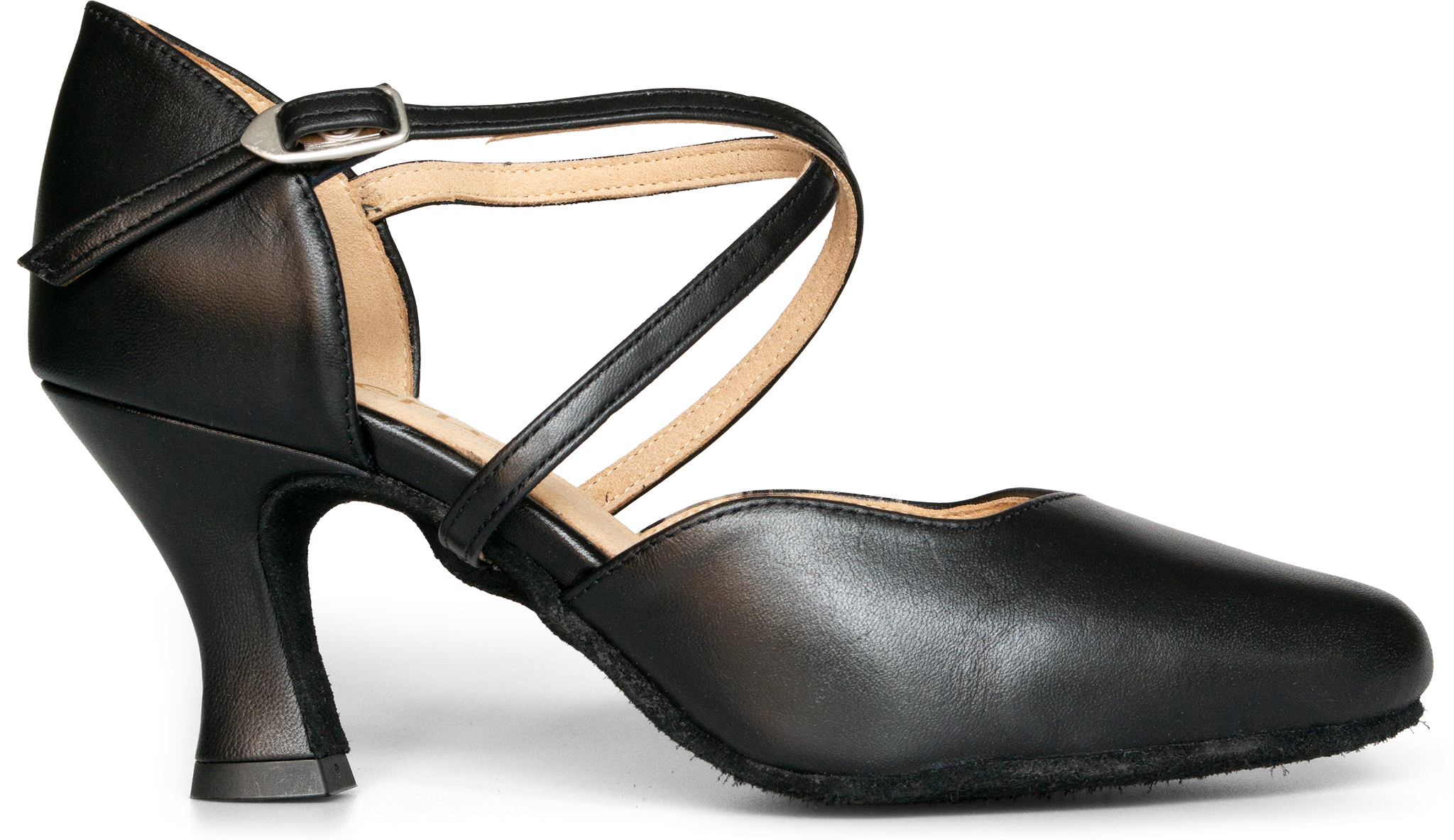 Merlet Chanel 1300 Sp001 Noir Vorn Geschlossener Tanzschuh Mit Kreuzriemchen Schwarz 119149 01