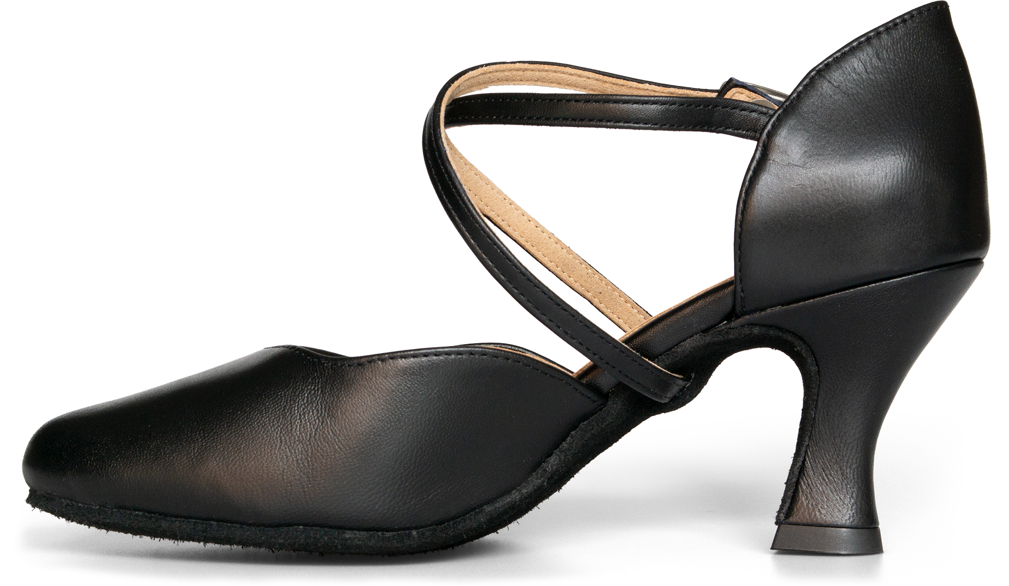 Merlet Chanel 1300 Sp001 Noir Vorn Geschlossener Tanzschuh Mit Kreuzriemchen Schwarz 119149 02