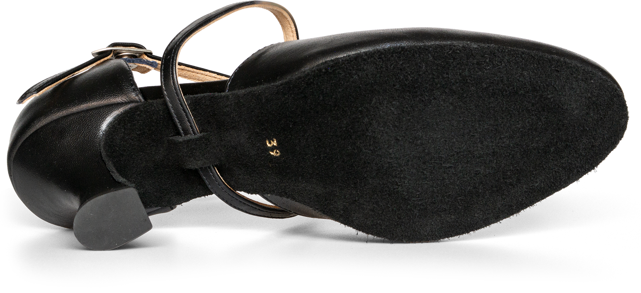 Merlet Chanel 1300 Sp001 Noir Vorn Geschlossener Tanzschuh Mit Kreuzriemchen Schwarz 119149 04