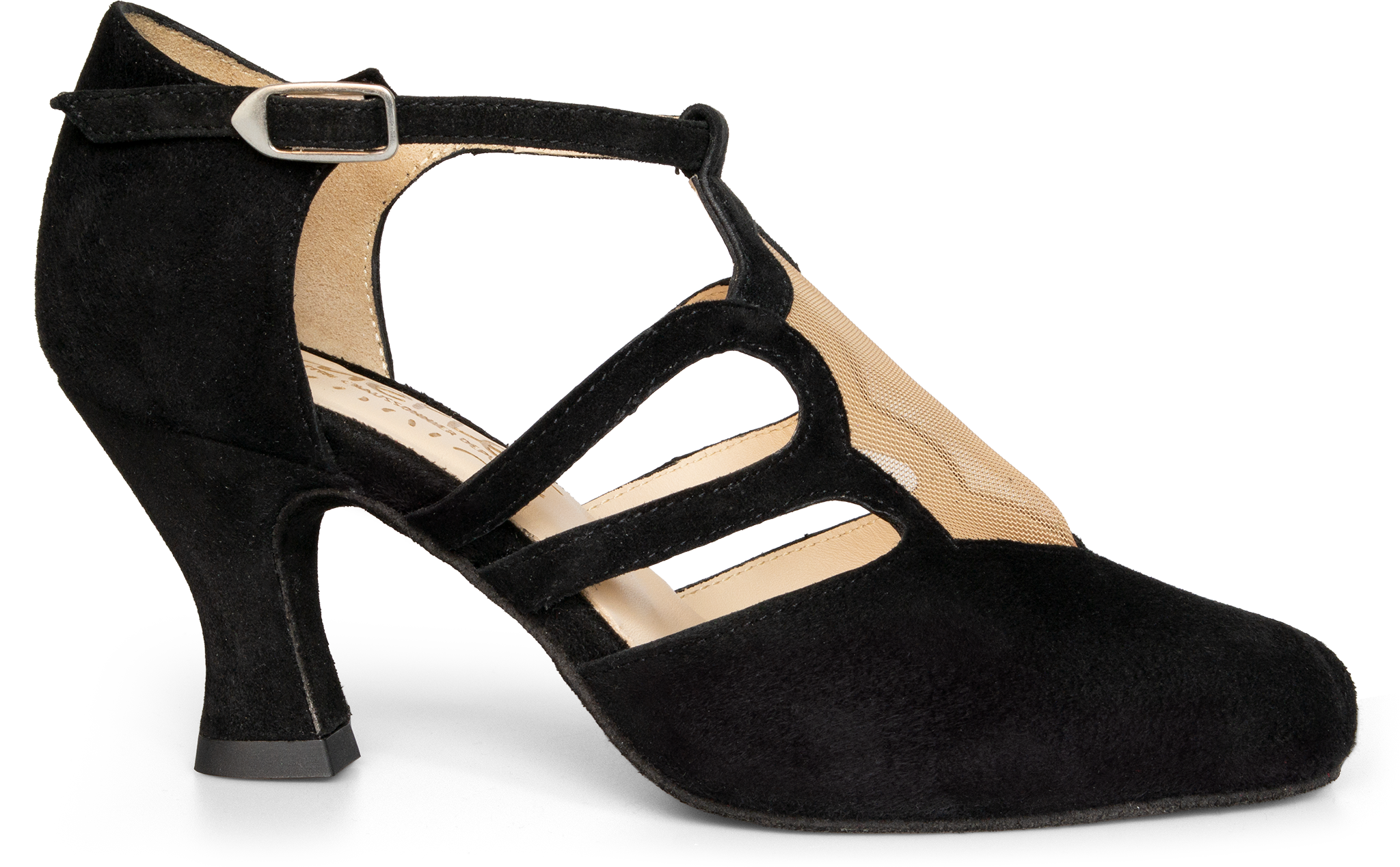 Merlet Charone 1404 001 Noir Schwarze Tanzpumps Mit Seitlichen Riemchen 109731 01