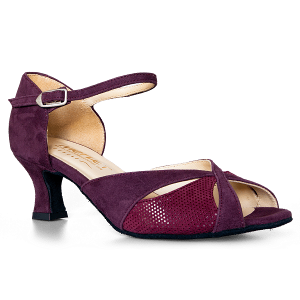 Merlet Kalis7 1404 245 Betterave Et Lie De Vin Wildleder Tanzsandale Weinrot 02