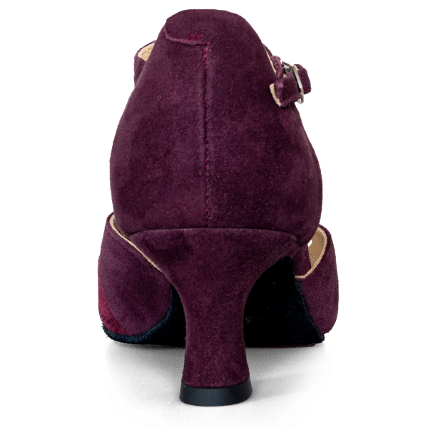 Merlet Kalis7 1404 245 Betterave Et Lie De Vin Wildleder Tanzsandale Weinrot 04
