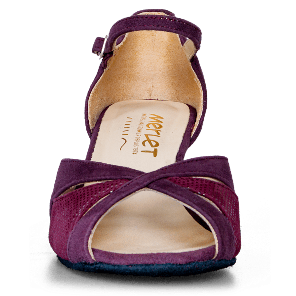 Merlet Kalis7 1404 245 Betterave Et Lie De Vin Wildleder Tanzsandale Weinrot 05
