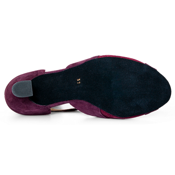 Merlet Kalis7 1404 245 Betterave Et Lie De Vin Wildleder Tanzsandale Weinrot 07