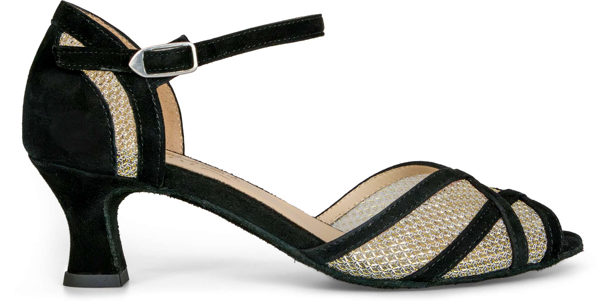 Merlet Kami1 1404 001 Black Gold Mesh Peeptoe Tanzschuh Schwarz Goldenes Netz 109738 01