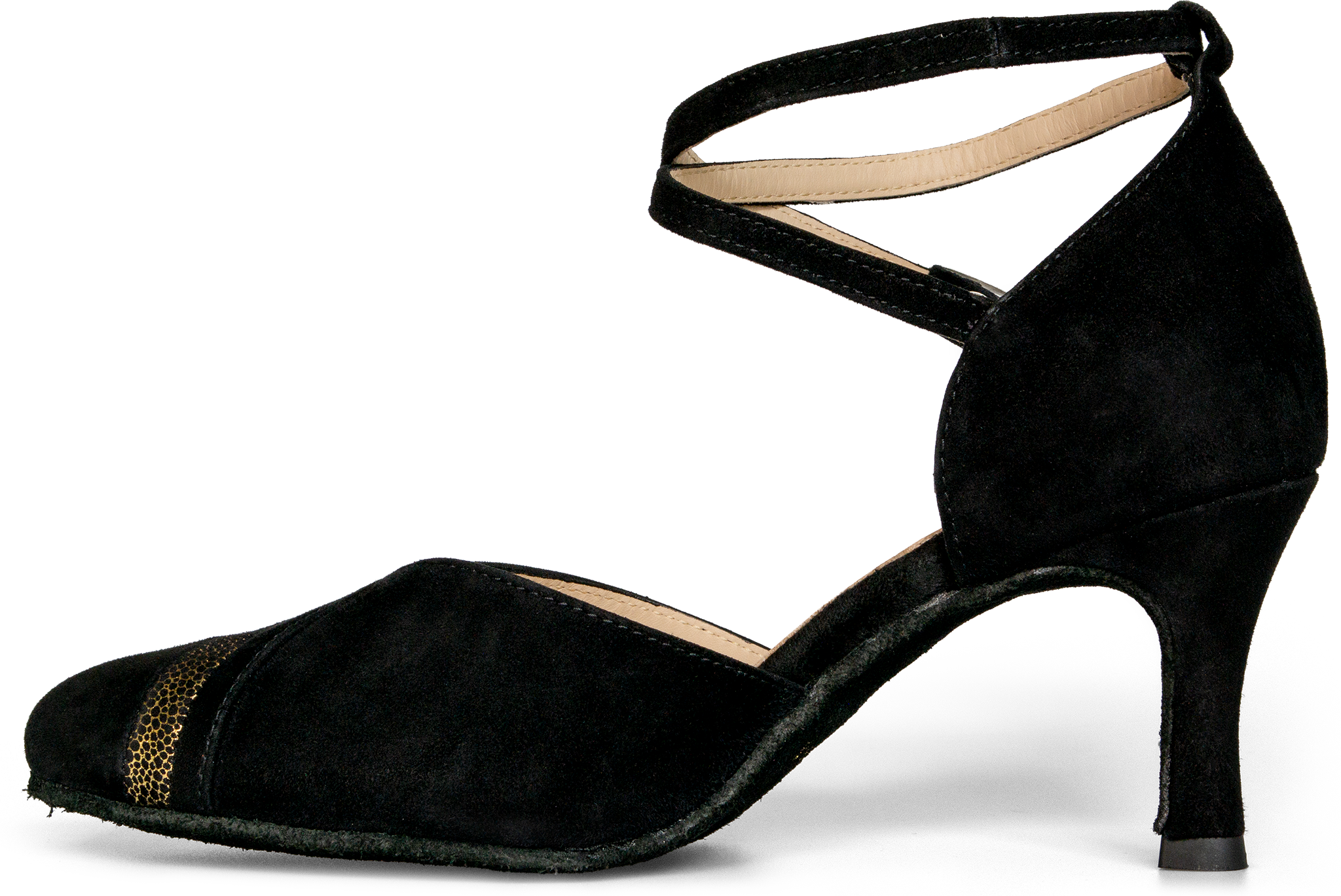 Merlet Nita8 1404 085 Noir Or Geschlossener Schwarzer Tanzschuhe Mit Goldener Banderole 119189 02