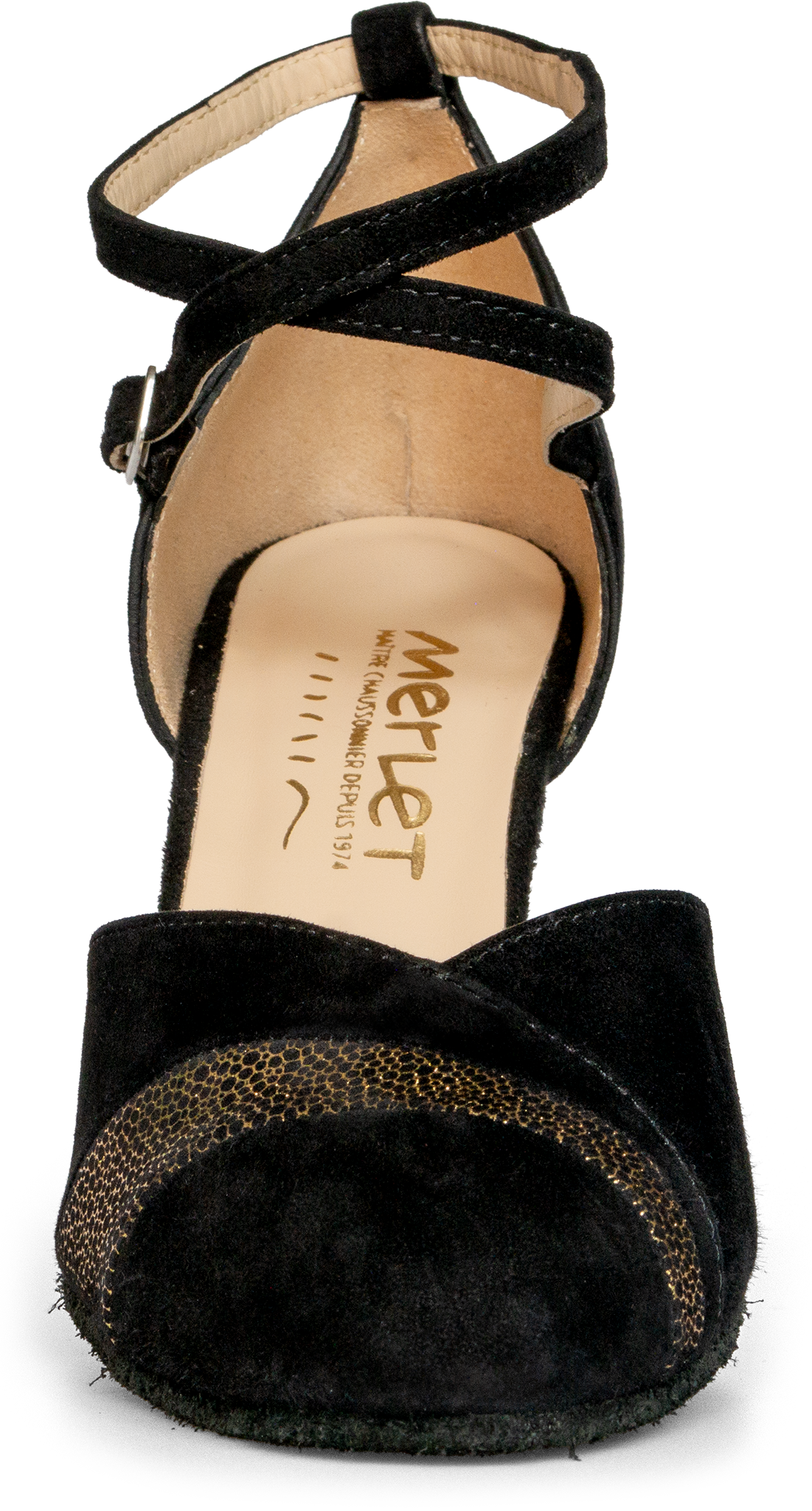 Merlet Nita8 1404 085 Noir Or Geschlossener Schwarzer Tanzschuhe Mit Goldener Banderole 119189 03