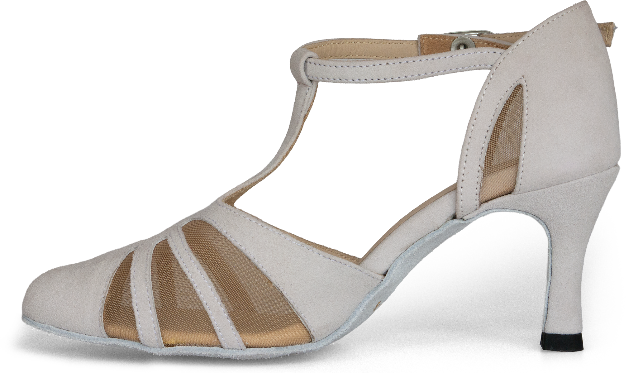 Merlet Nyriam 1404 903 Perle Velours Geschlossener Tanzschuh Mit T Riemchen Cremeweiss 109767 02