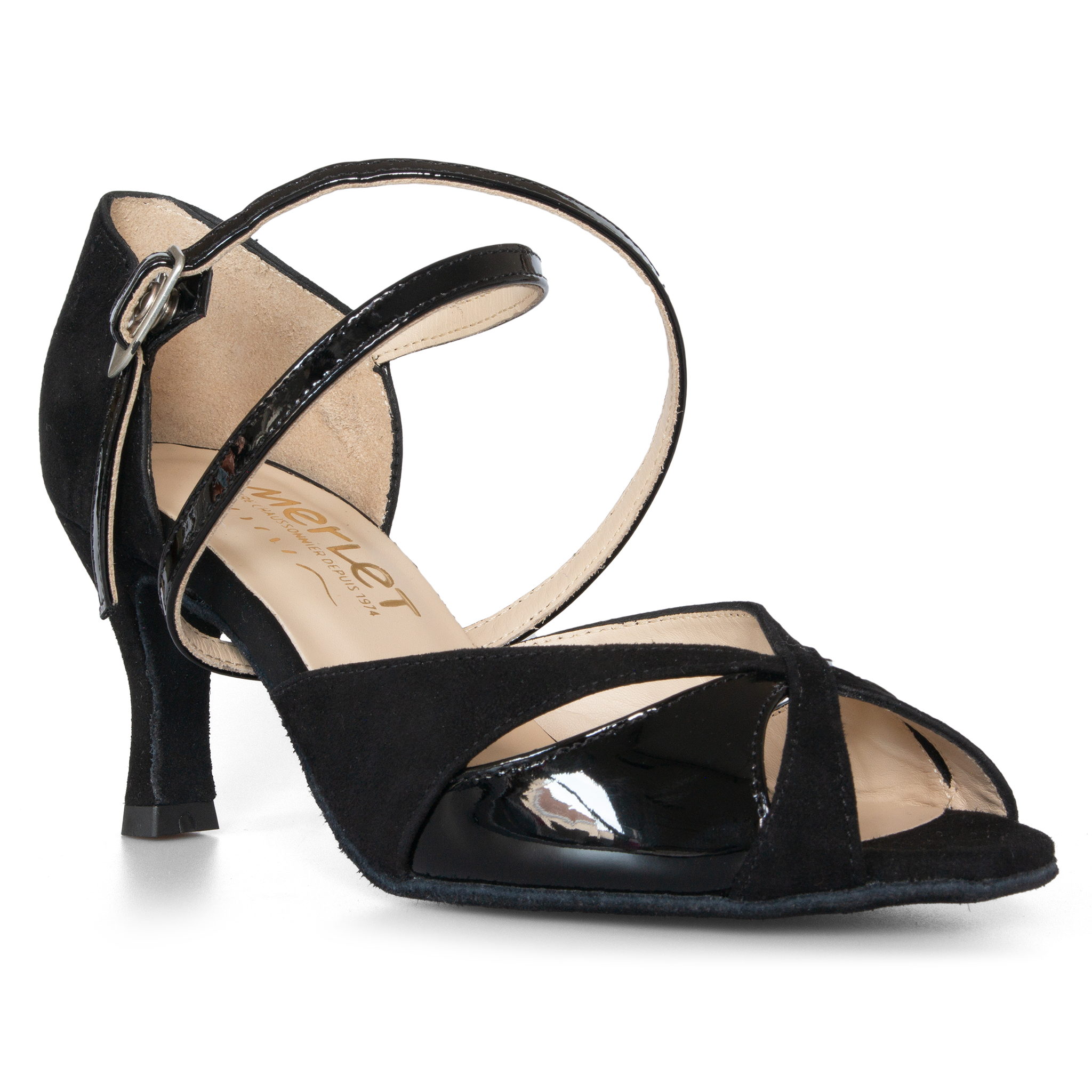 Merlet Sabia2 1404001 Noir Lack Tanzsandale Mit Kreuzriemchen Schwarz 03