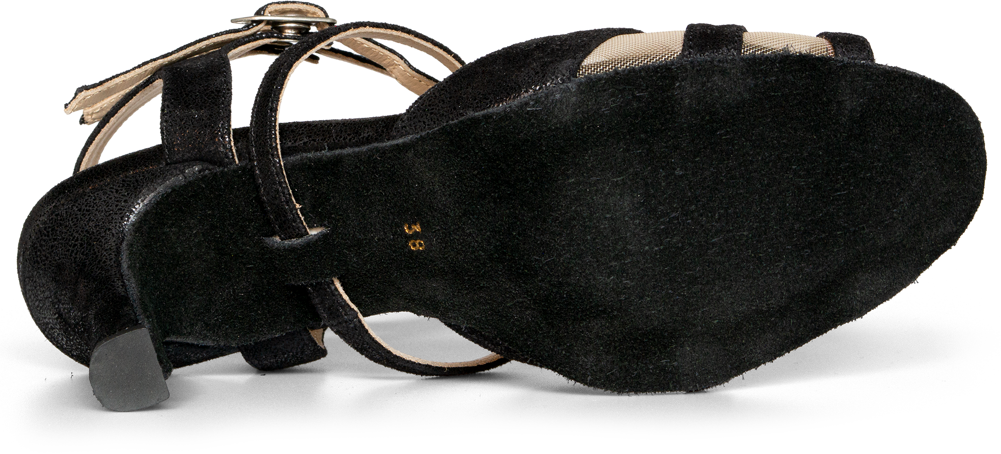 Merlet Salina 1946 001 Noir Cuir Glass Schwarze Tanzsandale Getunneltes Kreuzriemchen 119211 04