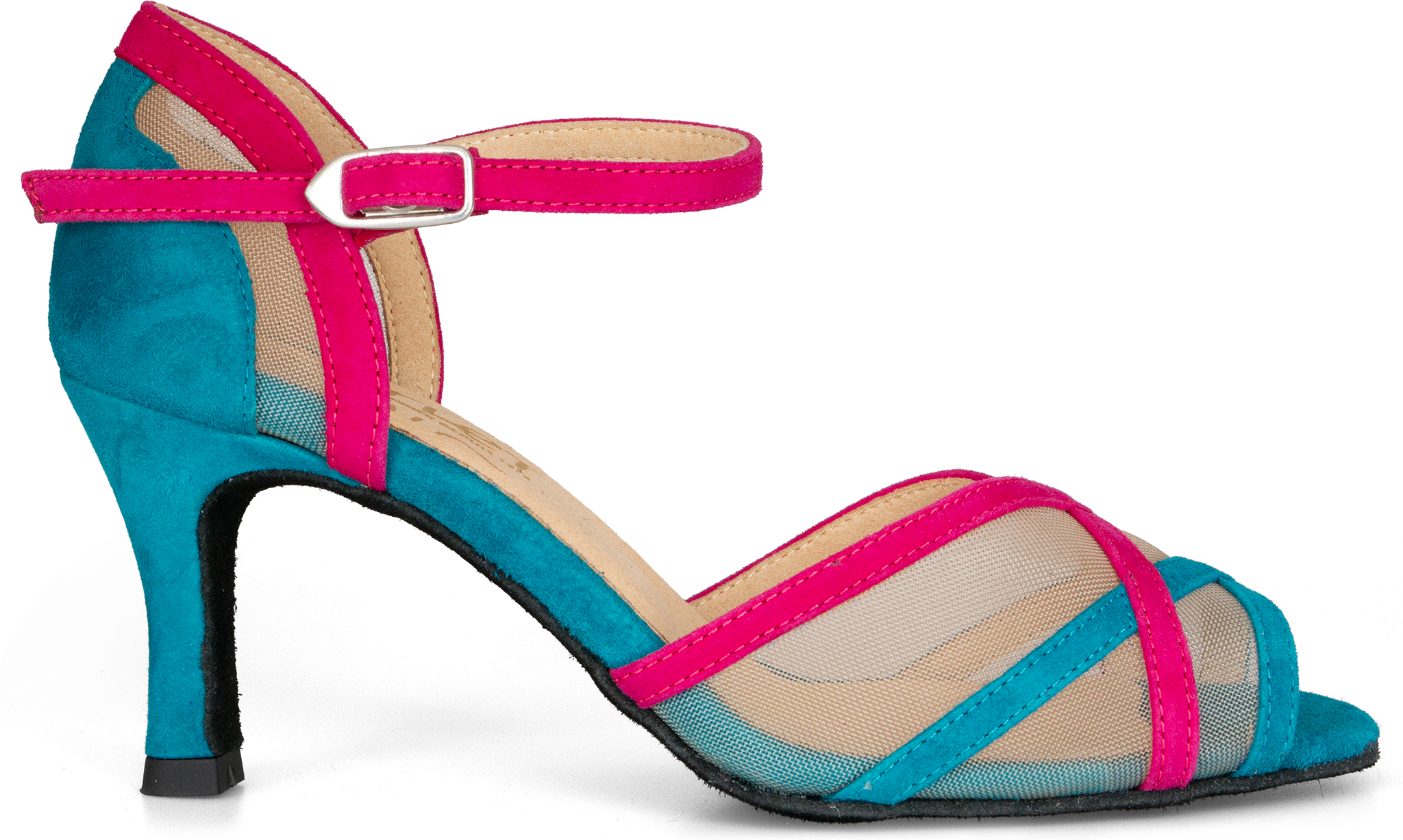 Merlet Sami 1404 Sp 578 Jade Lolita Wildleder Tanzsandale Pink Tuerkis 120407 01