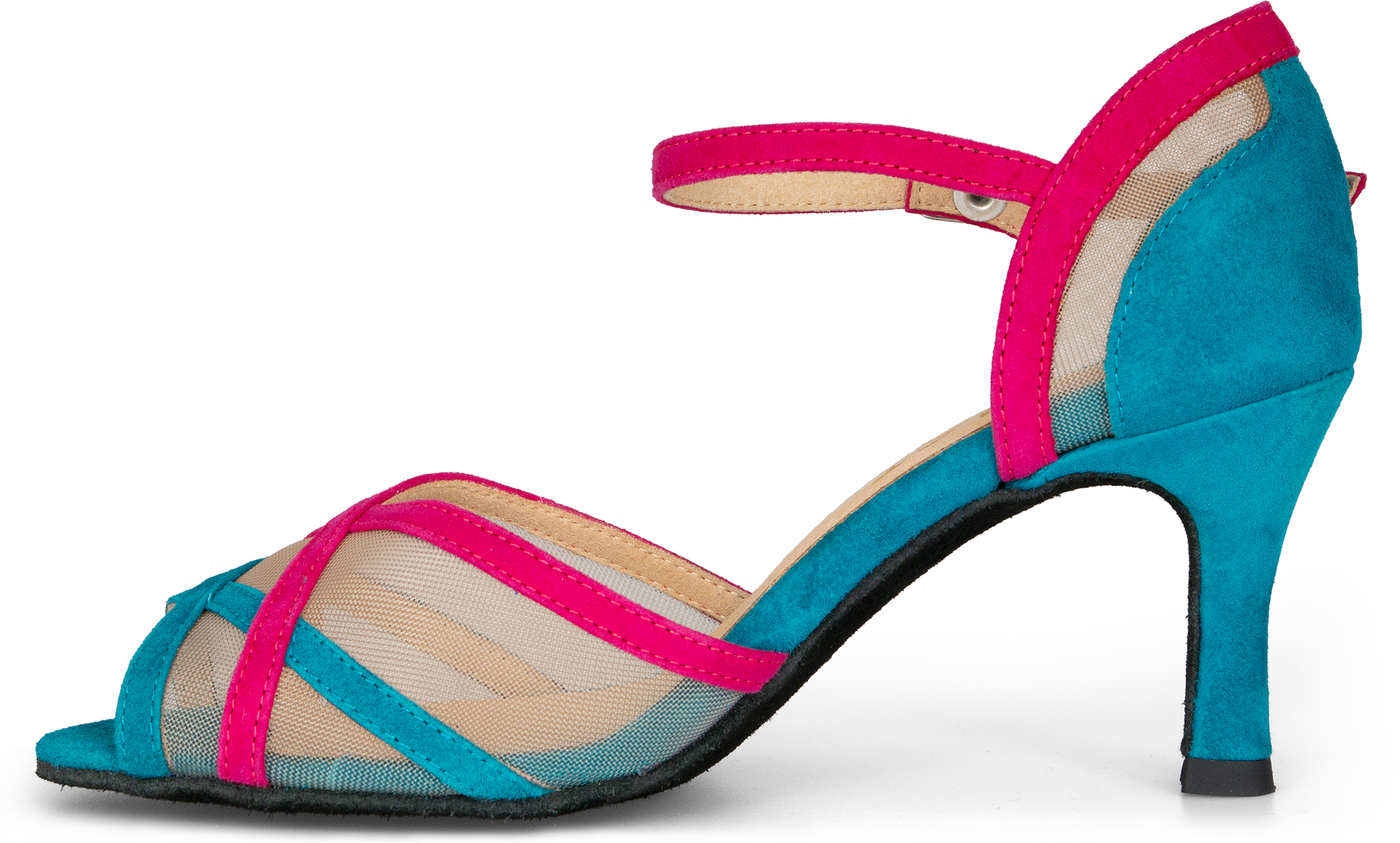 Merlet Sami 1404 Sp 578 Jade Lolita Wildleder Tanzsandale Pink Tuerkis 120407 02