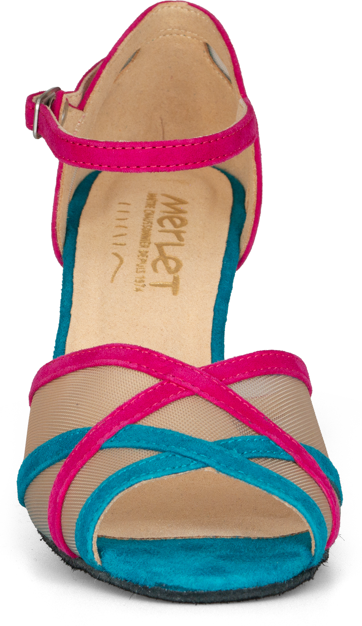 Merlet Sami 1404 Sp 578 Jade Lolita Wildleder Tanzsandale Pink Tuerkis 120407 03