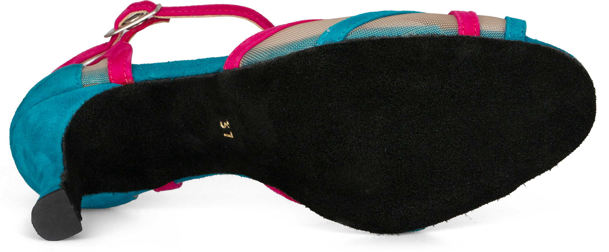 Merlet Sami 1404 Sp 578 Jade Lolita Wildleder Tanzsandale Pink Tuerkis 120407 04