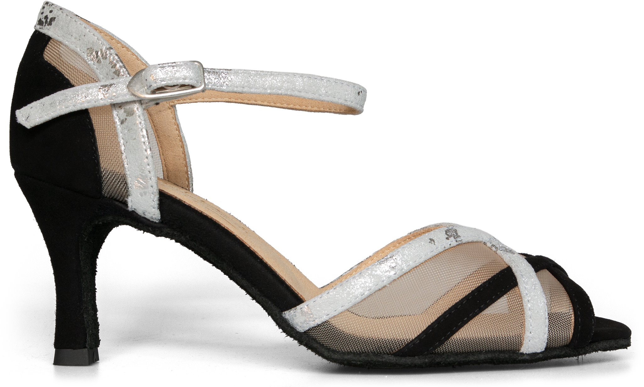 Merlet Sami3 1404 Sp 052 Noir Blanc Tanzsandale Aus Hellem Und Dunklem Leder 119234 01