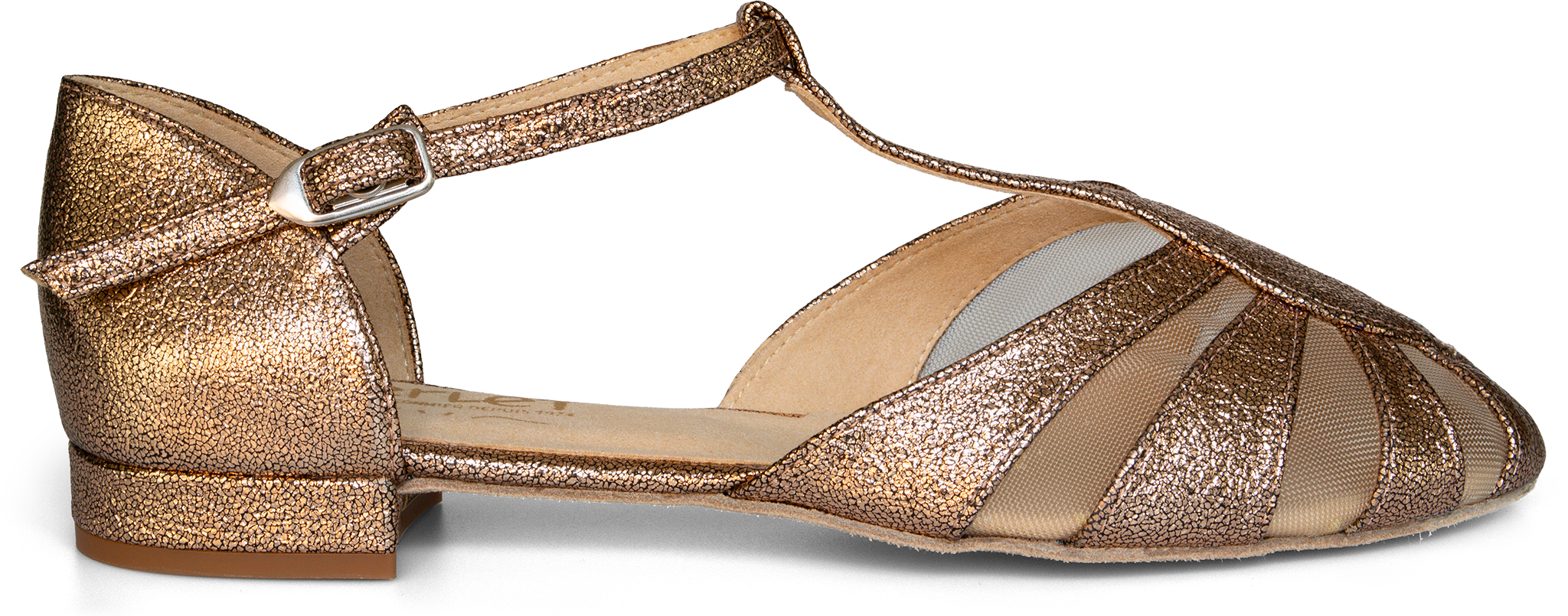 Merlet Xintia 1275 Sp 270 Rose Dore Flacher Goldener Tanzschuh Mit T Riemchen 119244 01
