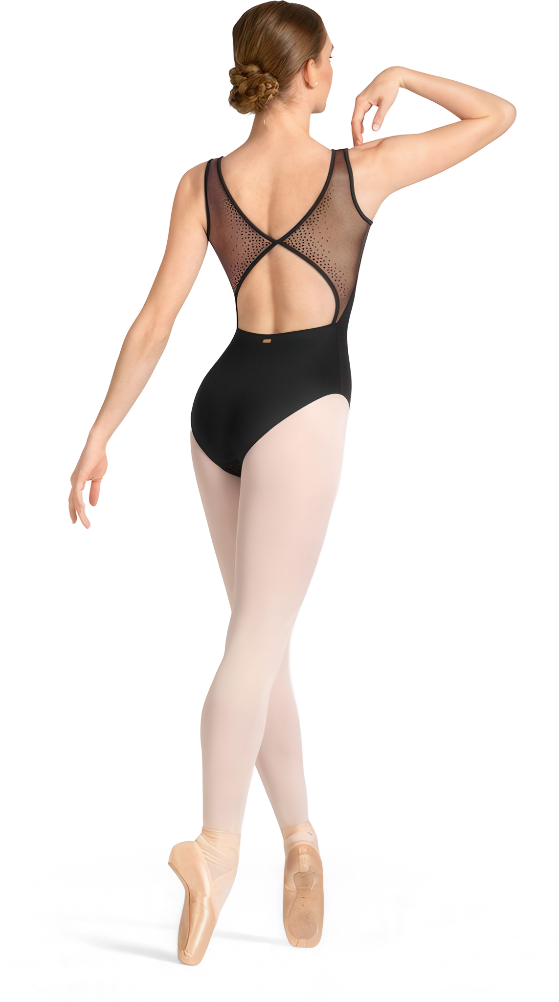 Mirella Boat Neck Printed Leotard Celeste M50005lm Black Tanztrikot Mit U Boot Ausschnitt Und Mesh Details 111214 02