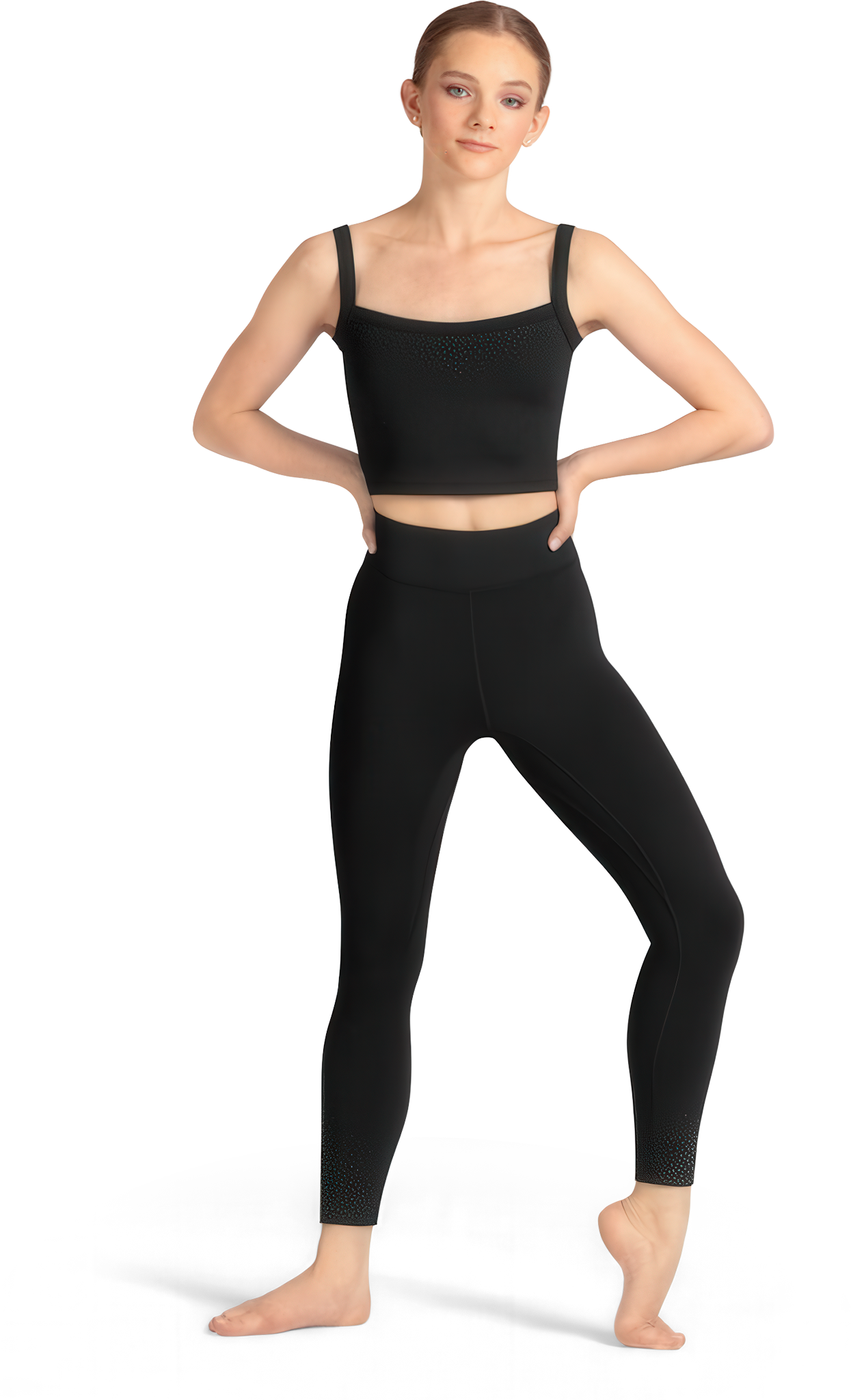 Mirella Camisole Printed Crop Top Celeste M30008l Black Schwarzes Kurzes Tank Tanztop Glitzernde Punkte 111209 01