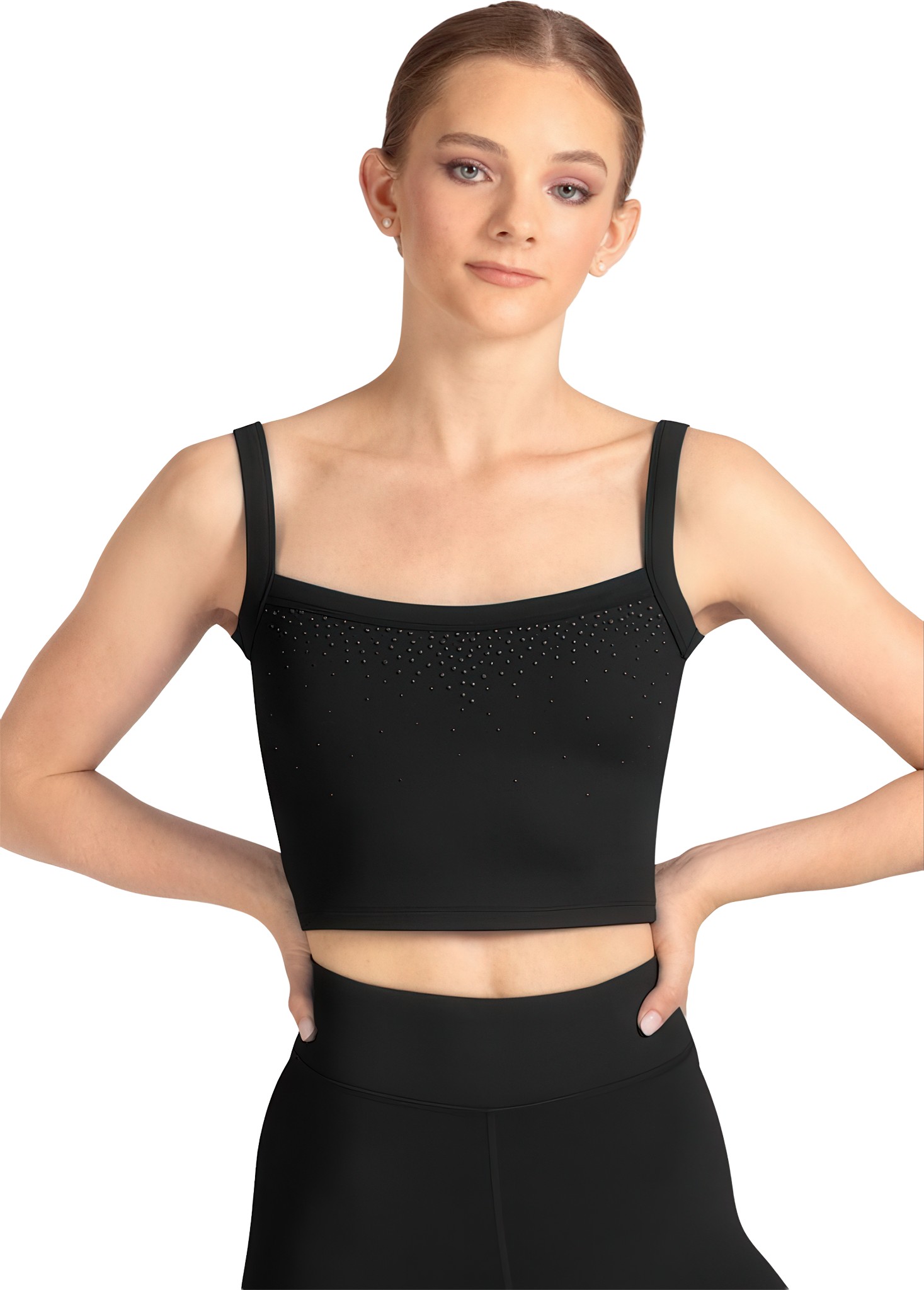 Mirella Camisole Printed Crop Top Celeste M30008l Black Schwarzes Kurzes Tank Tanztop Glitzernde Punkte 111209 02