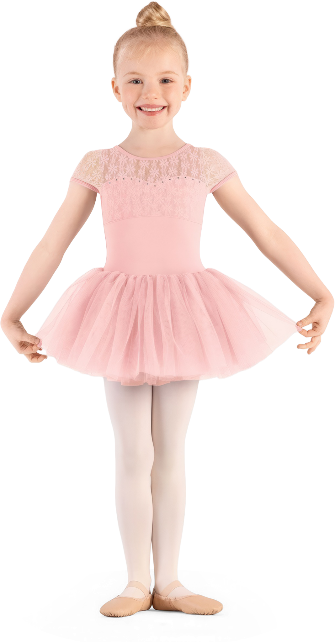 Mirella Girls Majesty Cap Sleeve Tutu Dress M1564c Pink Rosa Kurzarm Ballett Tutu Fuer Maedchen 01