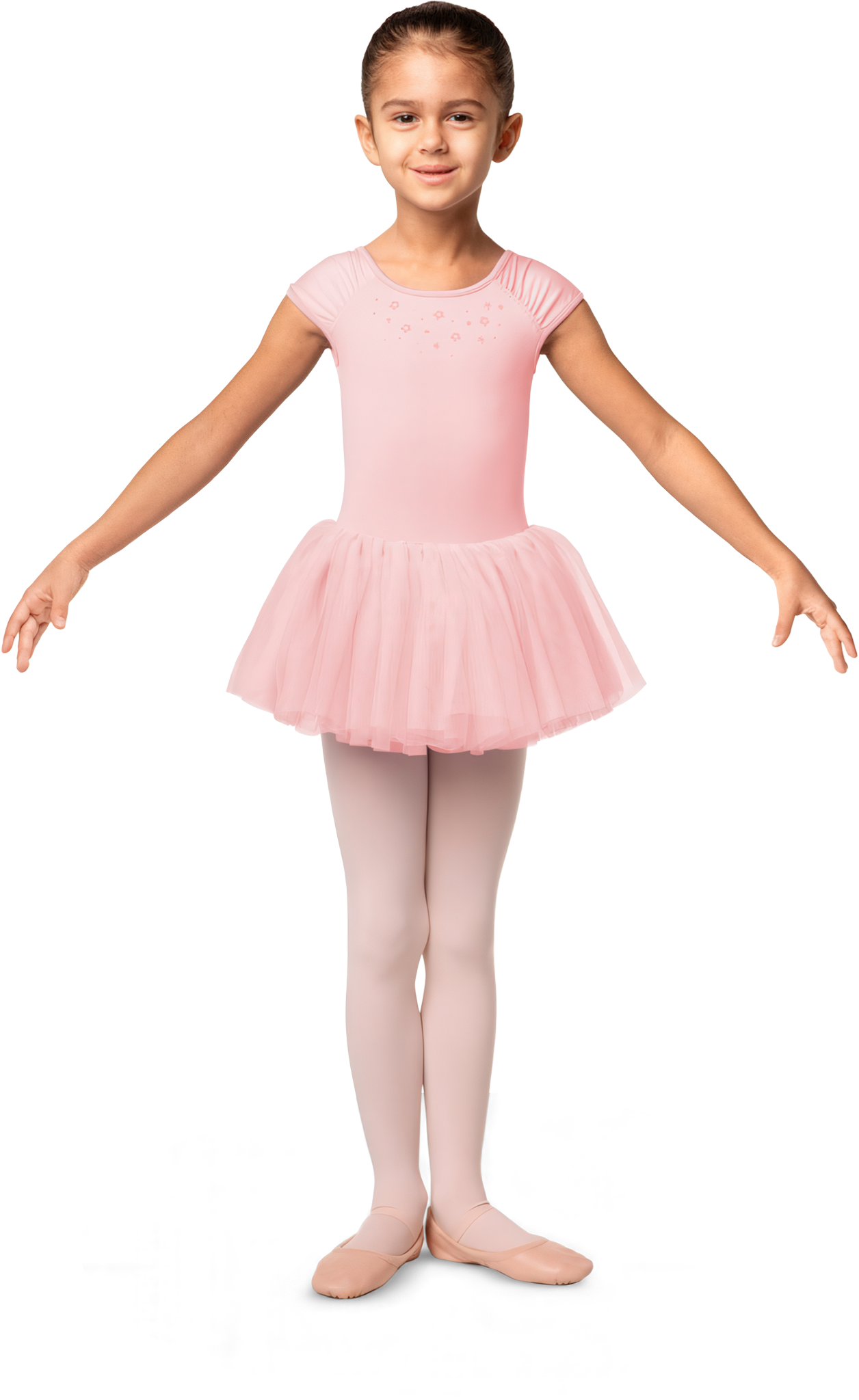 Mirella M1538c Pink Maedchen Tutu Mit Blumendruck Rosa 01