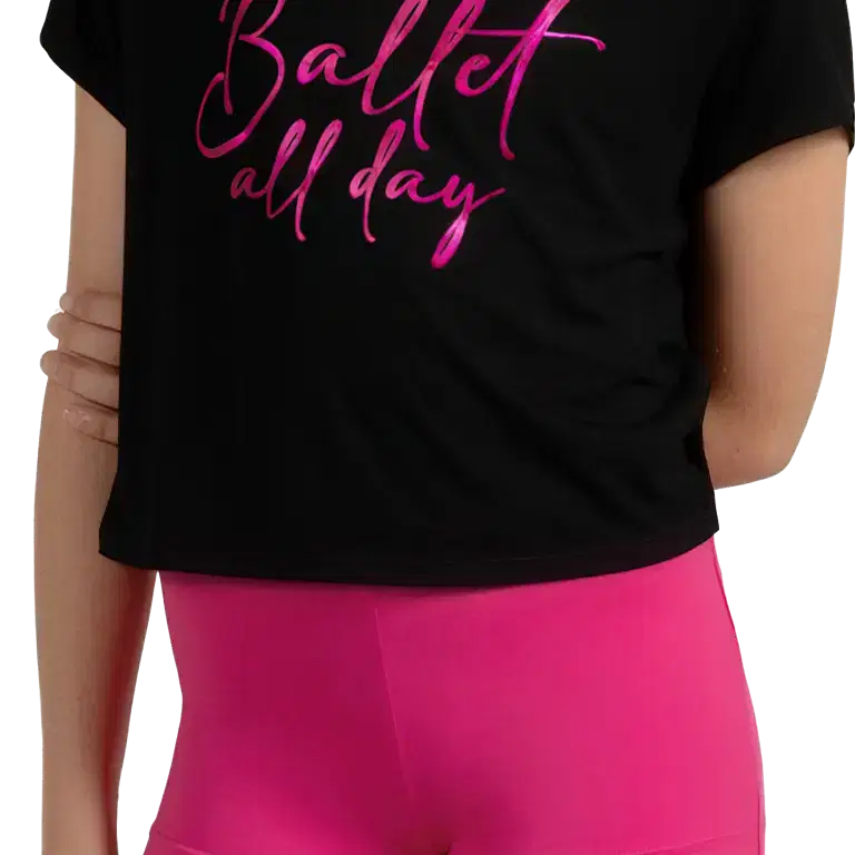 Mirella M745c Black Kinder Ballett T Shirt Mit Druck Schwarz 01