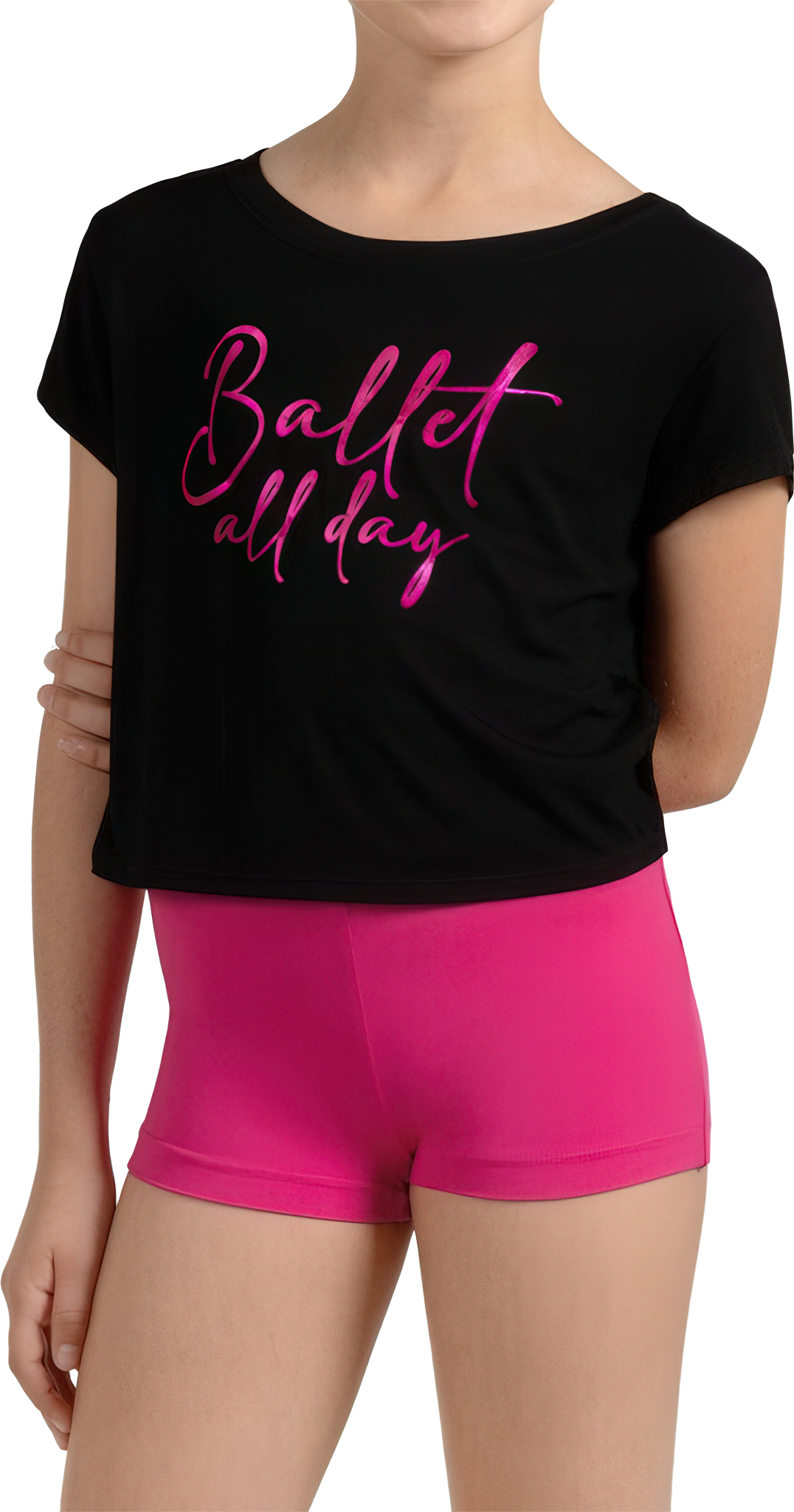 Mirella M745c Black Kinder Ballett T Shirt Mit Druck Schwarz 01