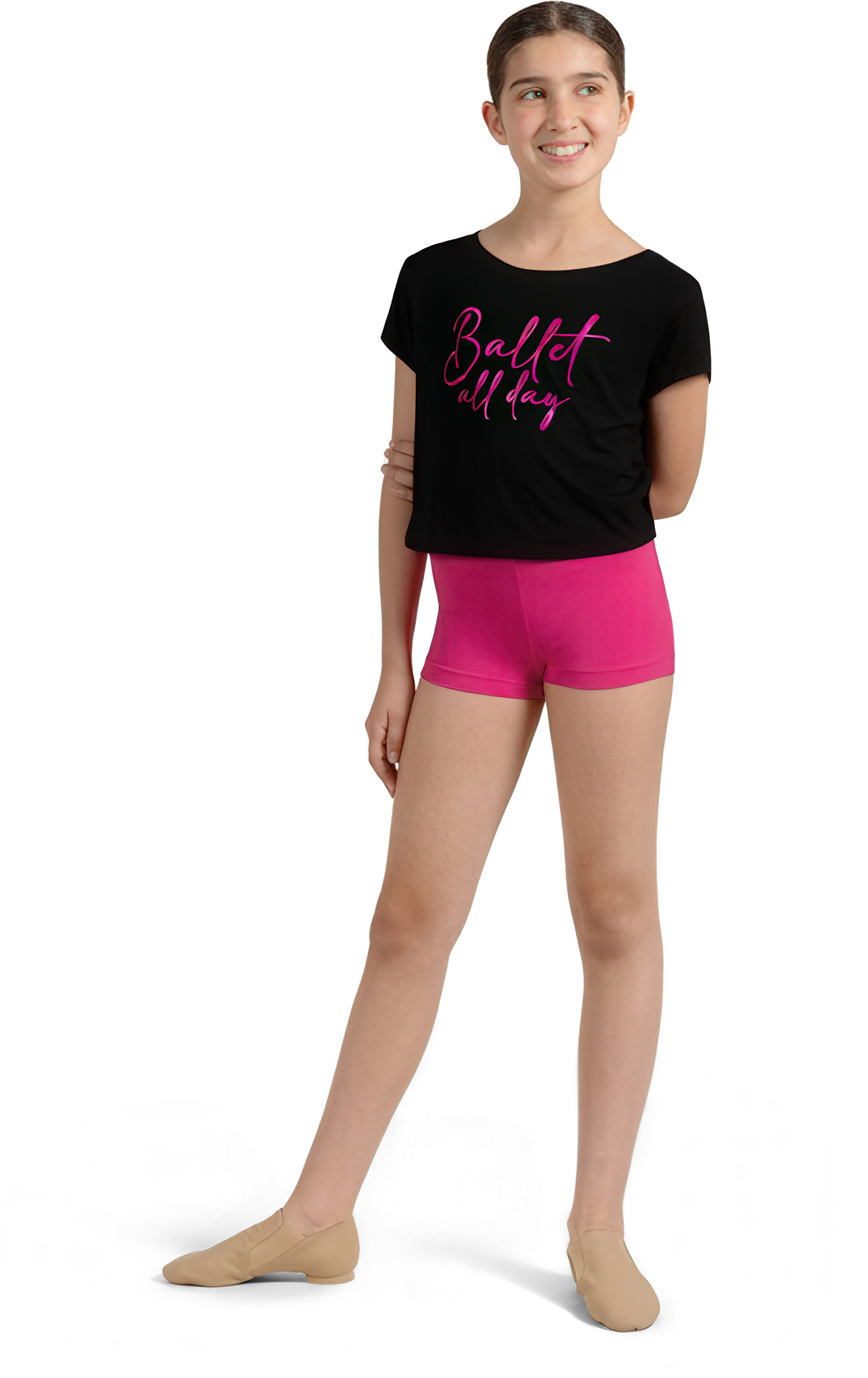 Mirella M745c Black Kinder Ballett T Shirt Mit Druck Schwarz 02