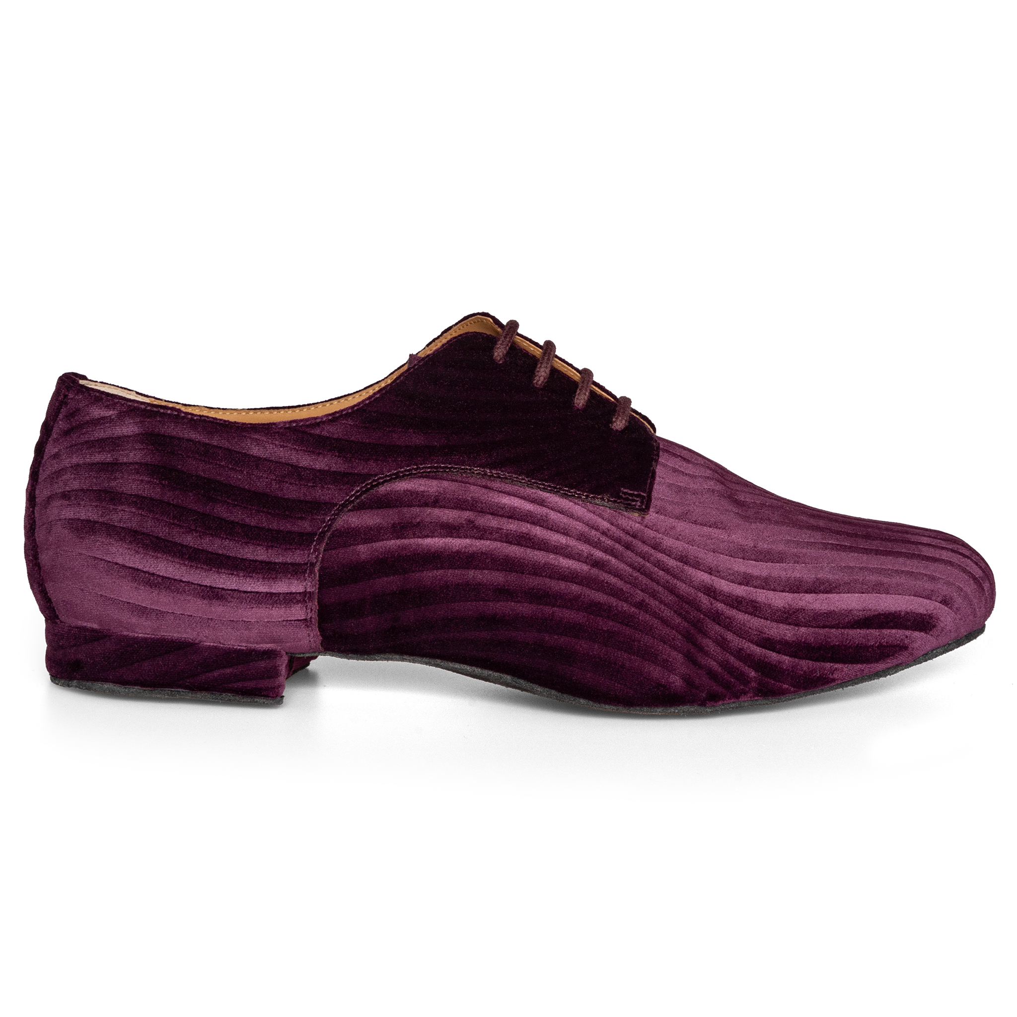 Monsieur Pivot Derby Wine Embossed Velvet Herren Tanzschuh Aus Samt Weinrot 01
