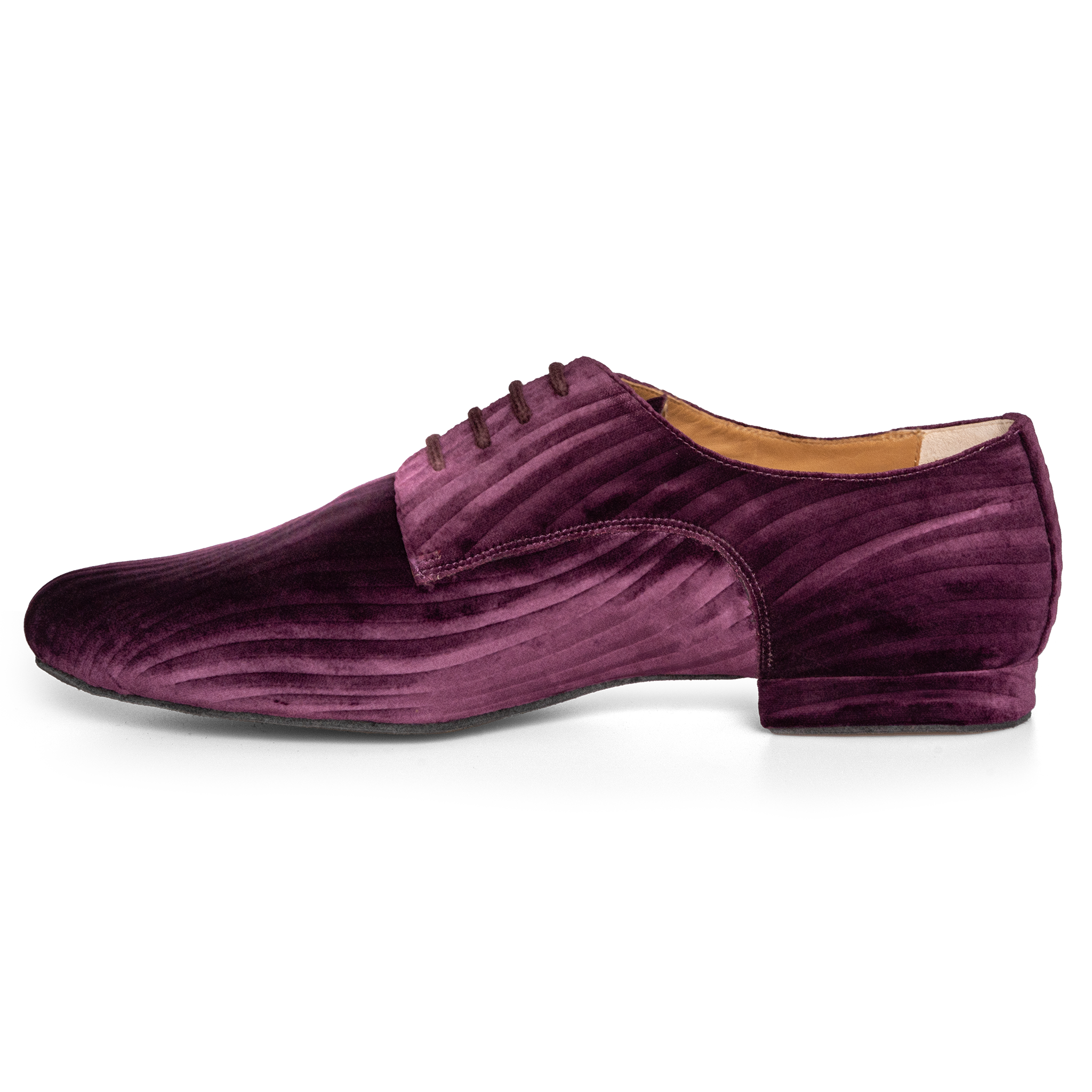 Monsieur Pivot Derby Wine Embossed Velvet Herren Tanzschuh Aus Samt Weinrot 02