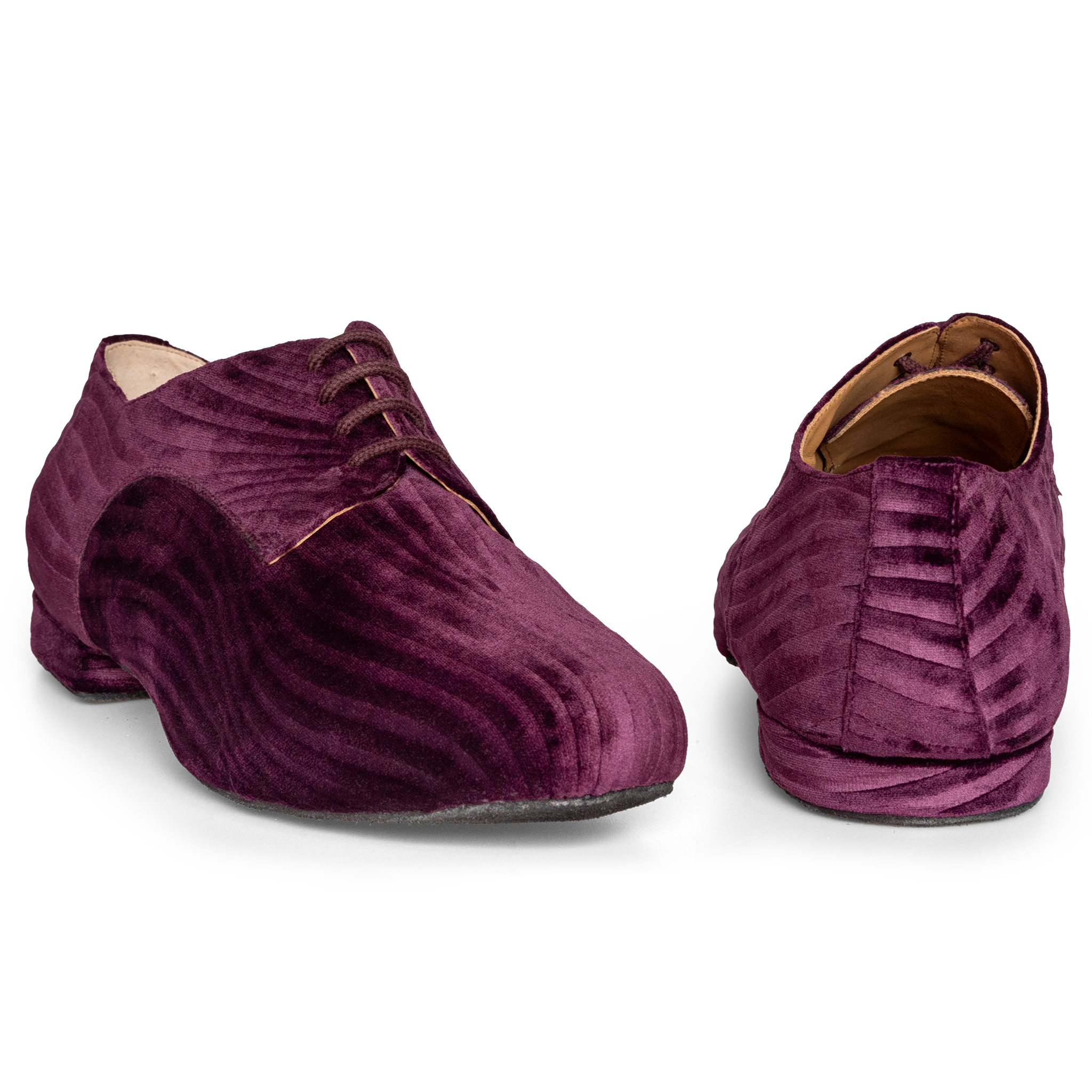 Monsieur Pivot Derby Wine Embossed Velvet Herren Tanzschuh Aus Samt Weinrot 03