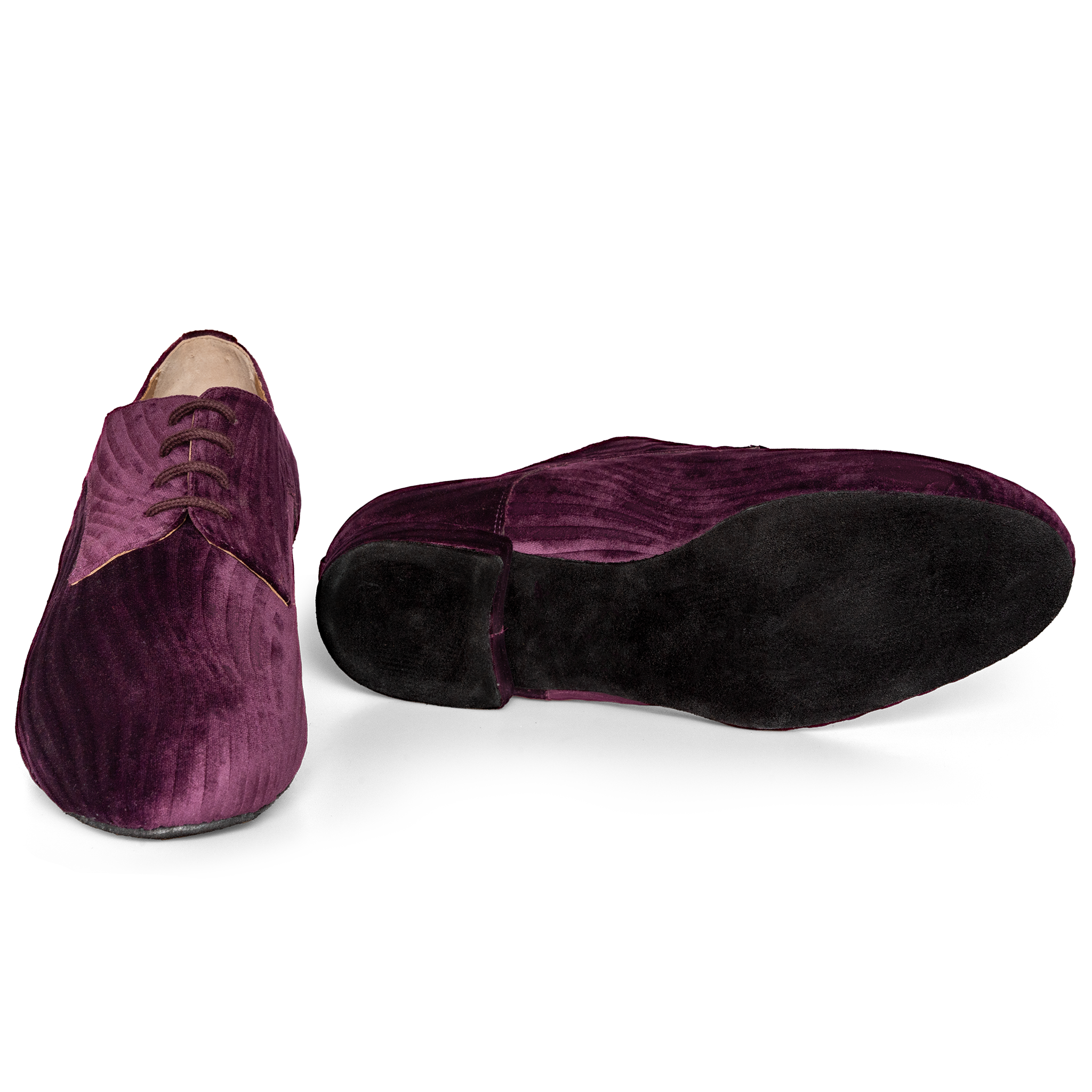 Monsieur Pivot Derby Wine Embossed Velvet Herren Tanzschuh Aus Samt Weinrot 04