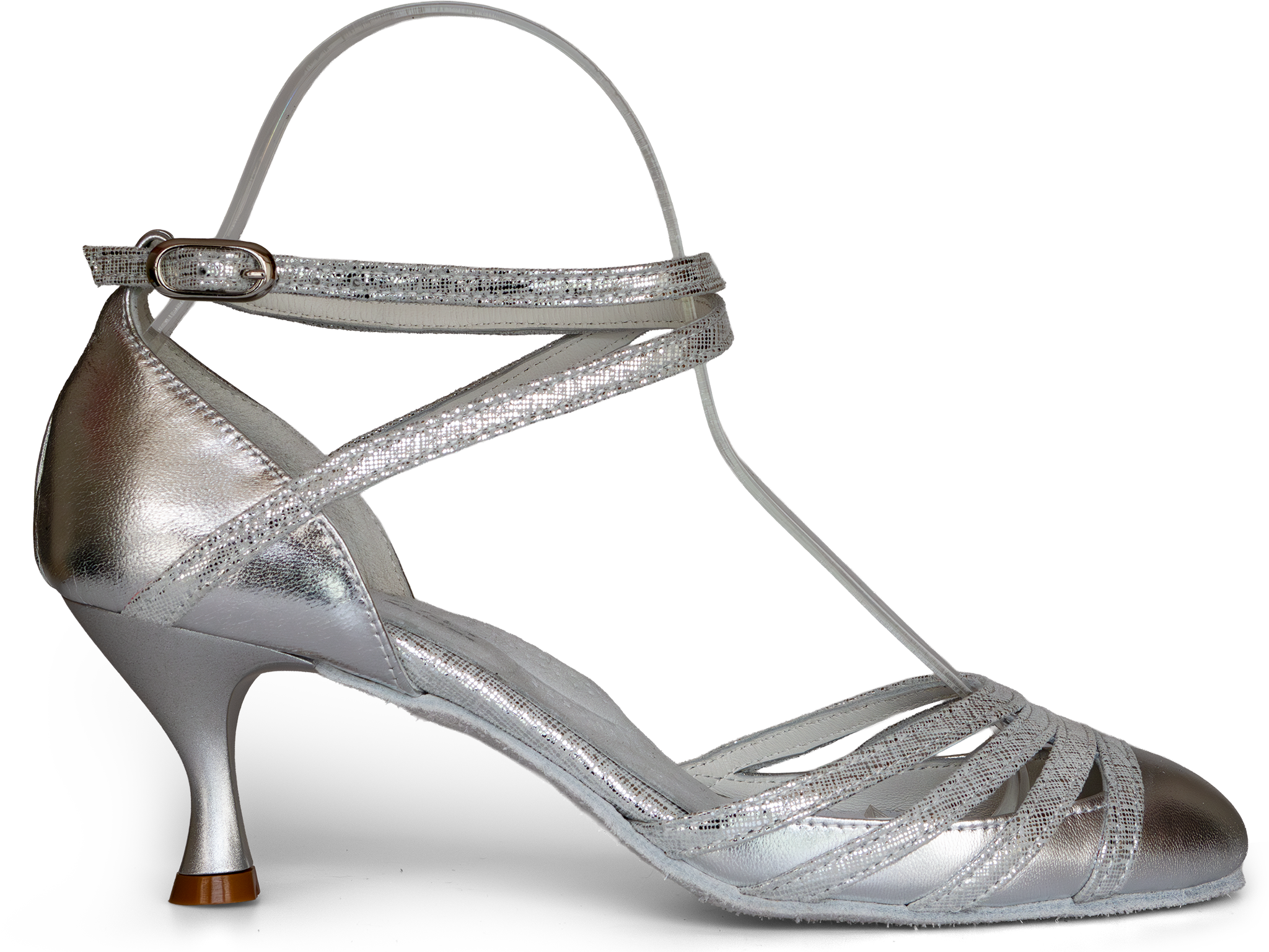 Nada Mas 1246 Argento Graffiti Vorn Geschlosssener Tanzschuh Dooppeltes Fesselriemchen Silber 105083 01