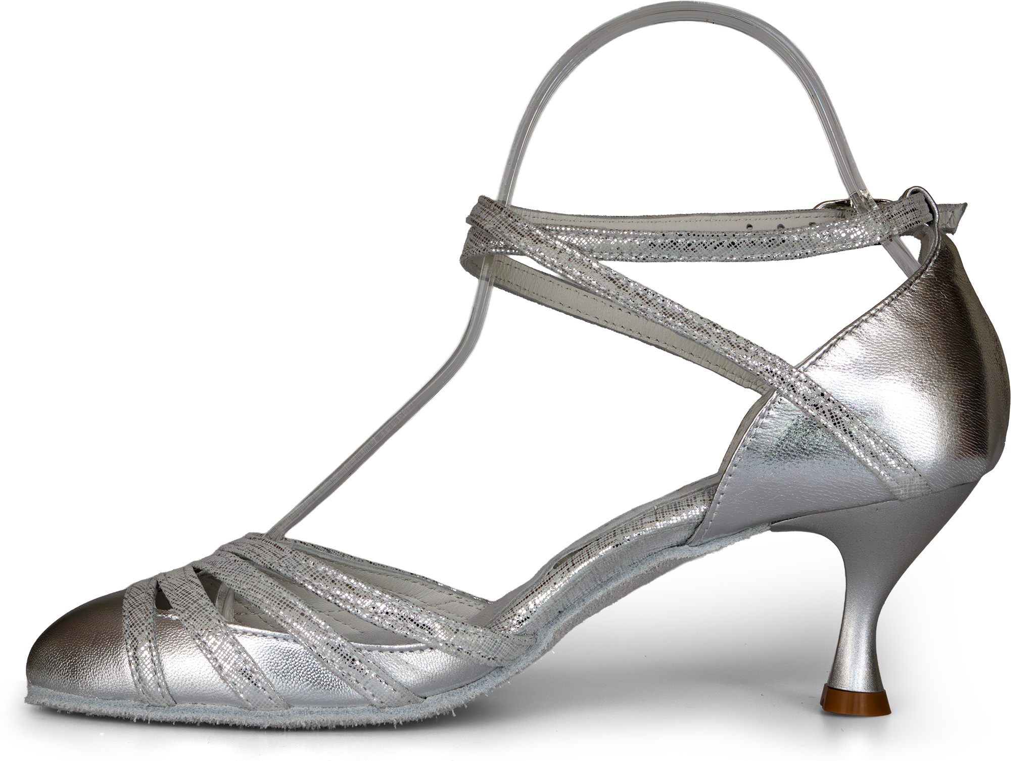 Nada Mas 1246 Argento Graffiti Vorn Geschlosssener Tanzschuh Dooppeltes Fesselriemchen Silber 105083 02