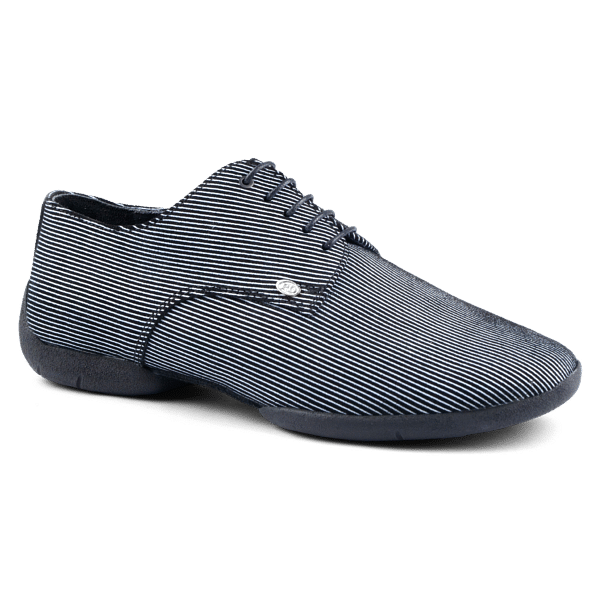 Portdance Pd 018 Black White Sneaker Sole Gestreifter Herren Tanzschuh Gummisohle 03