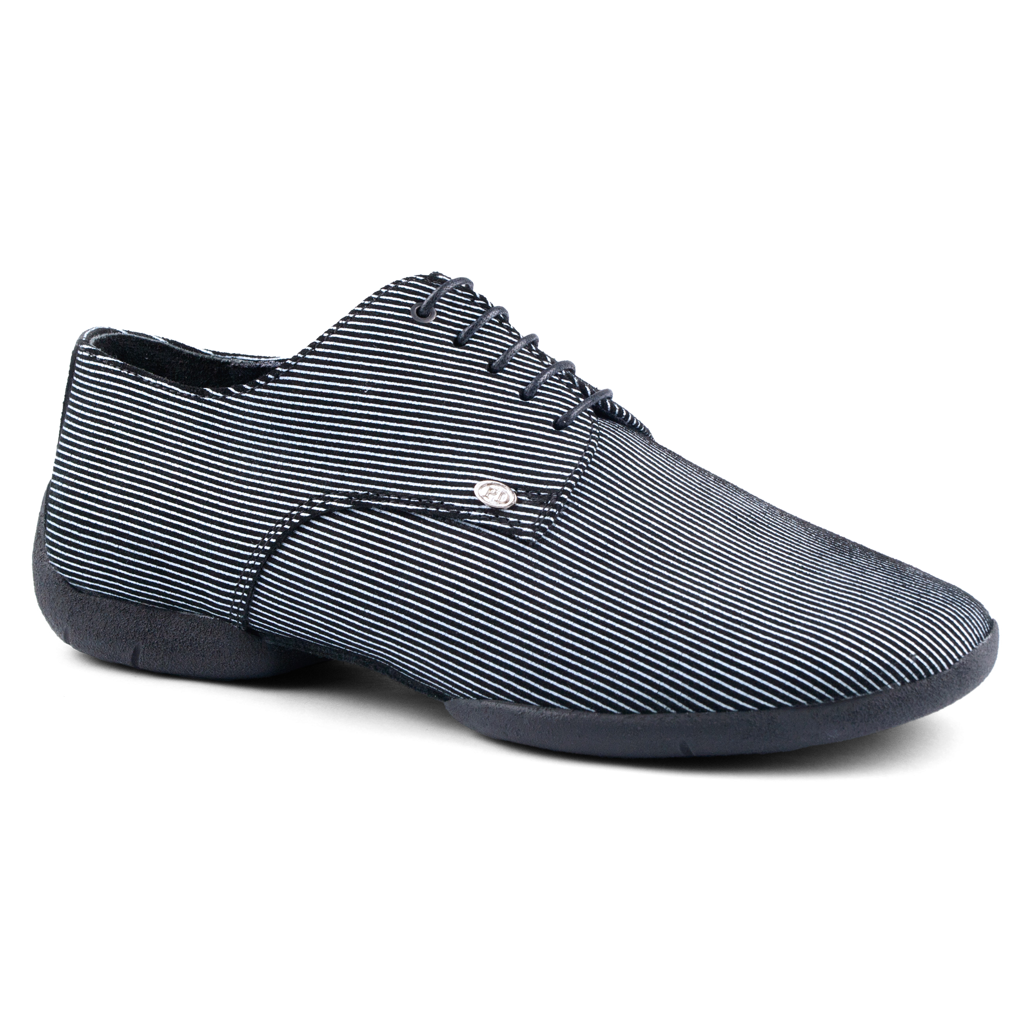 Portdance Pd 018 Black White Sneaker Sole Gestreifter Herren Tanzschuh Gummisohle 03