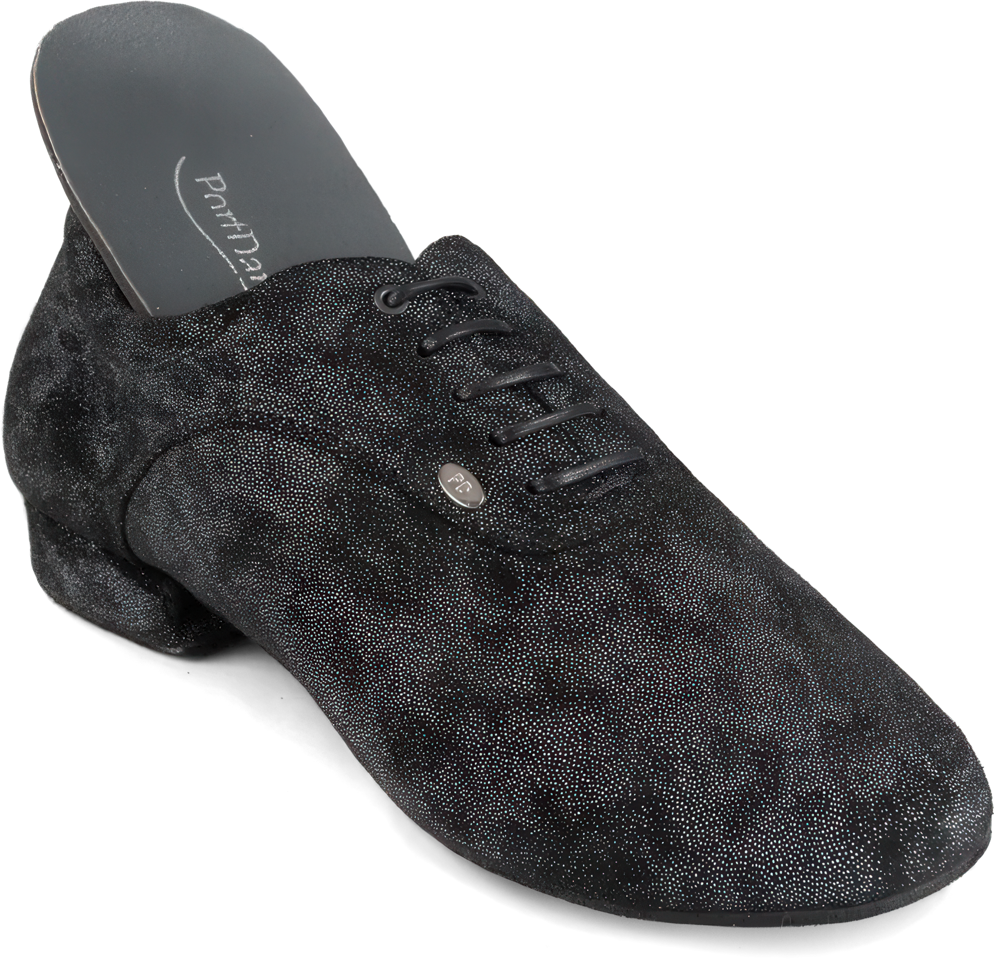 Portdance Pd Pedro Black Numb Nubuck Sportlicher Herren Tanzschuh Glitzerndes Leder 114849 04