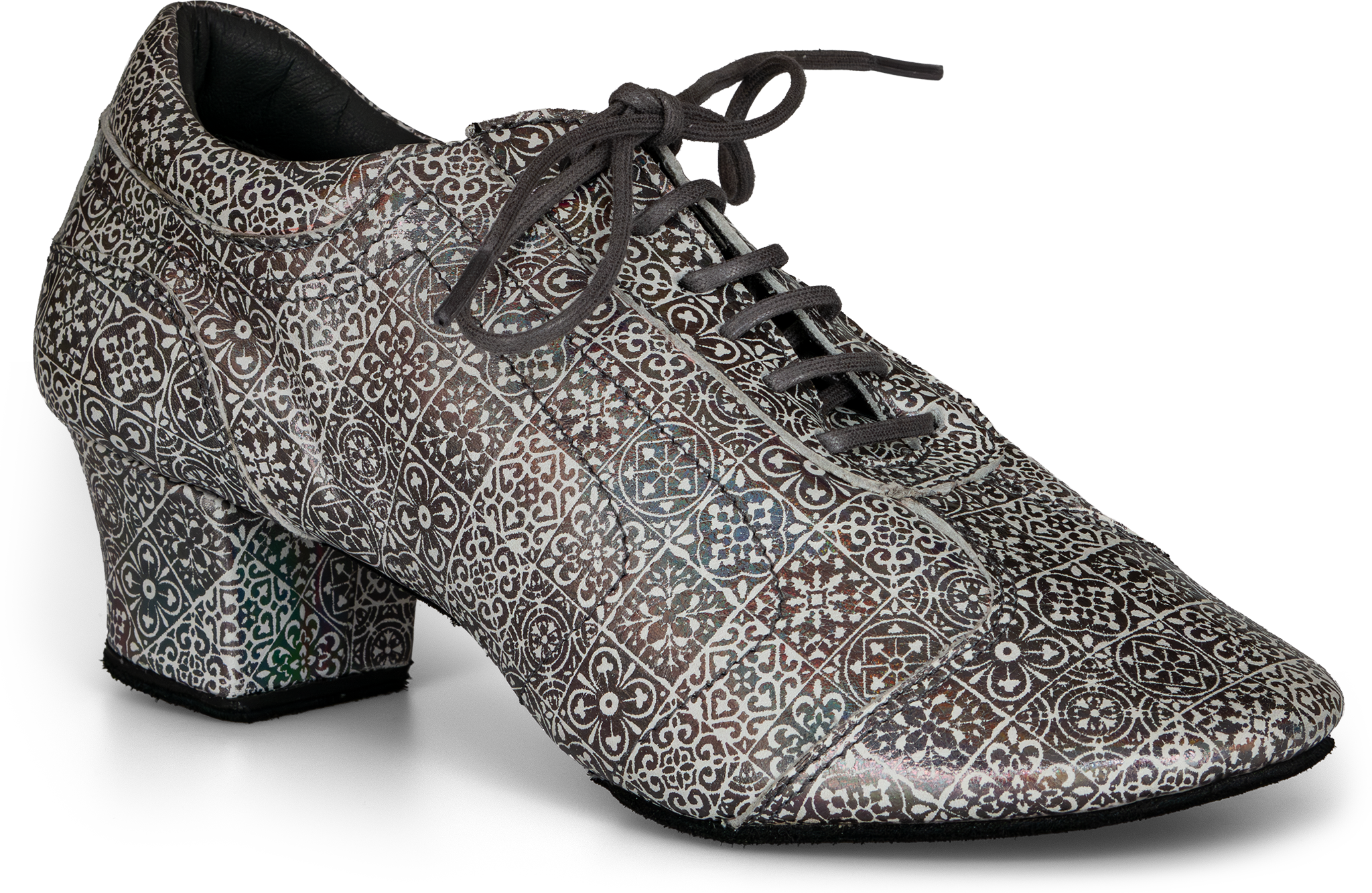 Portdance Pd Saudade Silver Leather Mosaic Grauer Trainerschuh Mit Ornamentalem Druck 114856 02