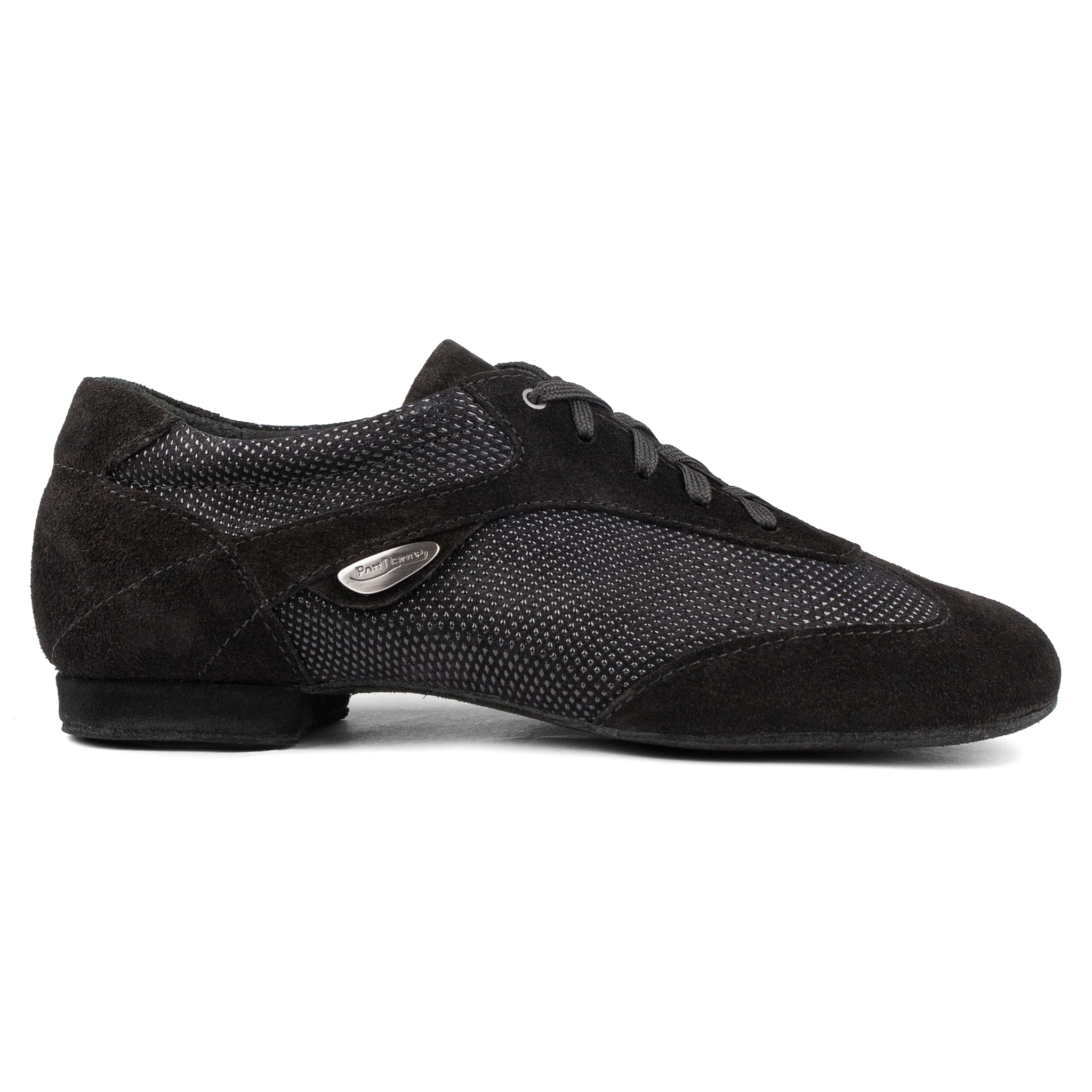 Portdance Pd07 Fashion Black Nubuck Sole Schwarze Damen Tanzsneaker Glanzpraegung 01