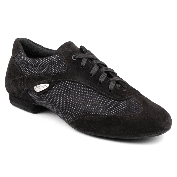 Portdance Pd07 Fashion Black Nubuck Sole Schwarze Damen Tanzsneaker Glanzpraegung 02