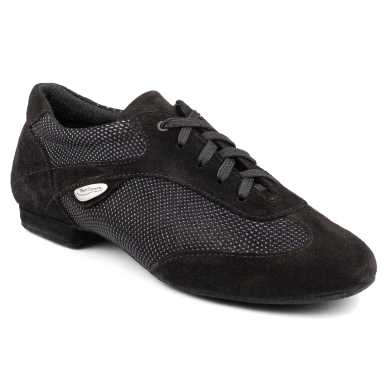Portdance Pd07 Fashion Black Nubuck Sole Schwarze Damen Tanzsneaker Glanzpraegung 02