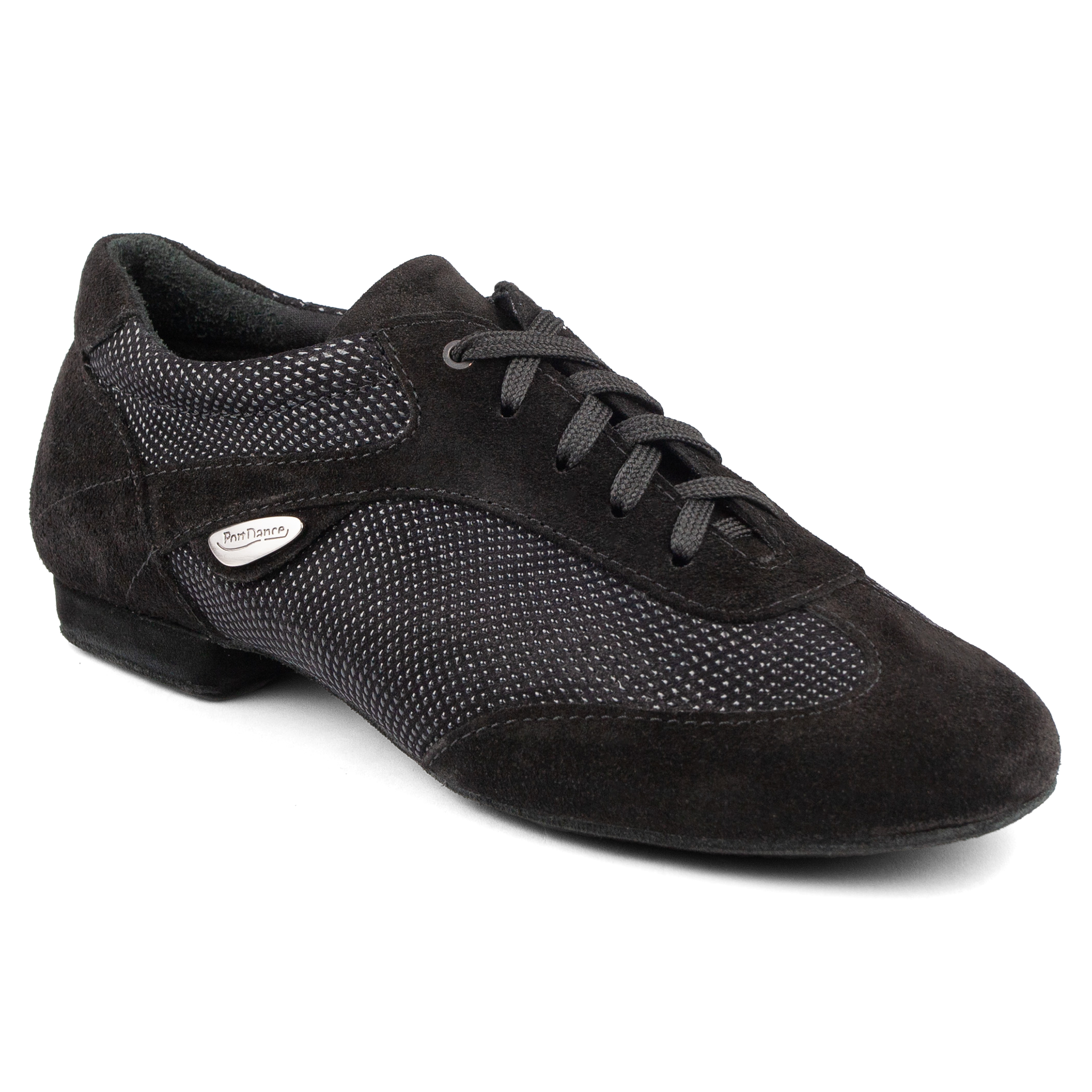 Portdance Pd07 Fashion Black Nubuck Sole Schwarze Damen Tanzsneaker Glanzpraegung 02