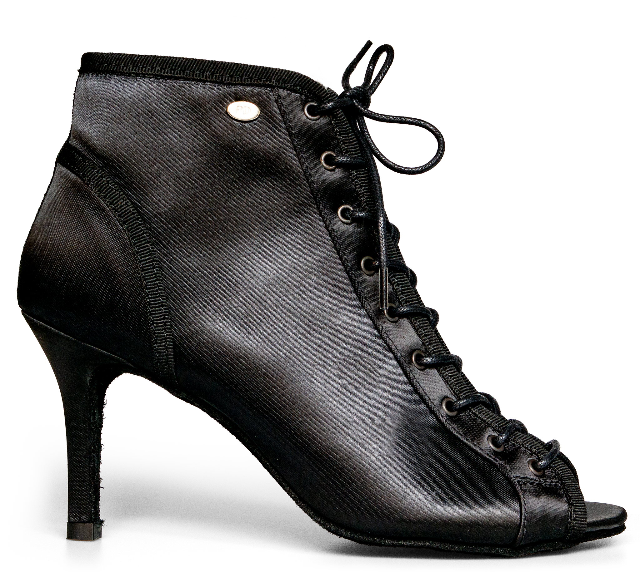 Portdance Pd815 70 Black Satin Geschnuerte Tanzstiefel Aus Schwarzem Satin 114799 01