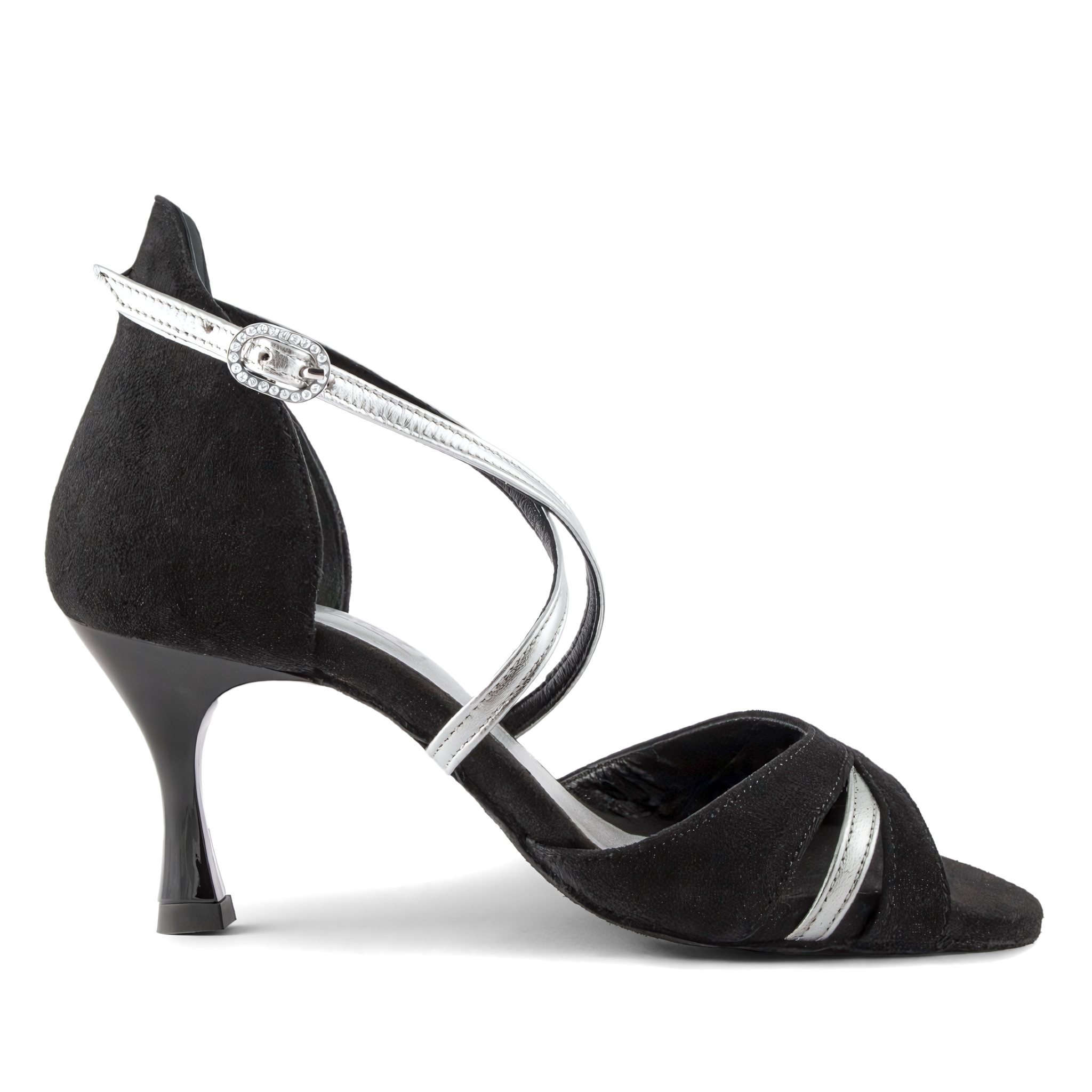 Portdance Pd816 60 Black Silver Tanzsandale Schwarz Silber 6 Cm Absatz 01
