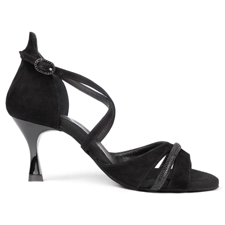 Portdance Pd816 60 Black Sparkling Strap Schwarze Tanzsandale Mit Glitzer Details 01