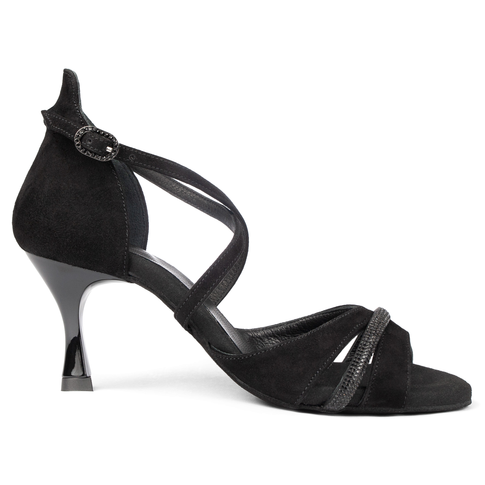 Portdance Pd816 60 Black Sparkling Strap Schwarze Tanzsandale Mit Glitzer Details 01