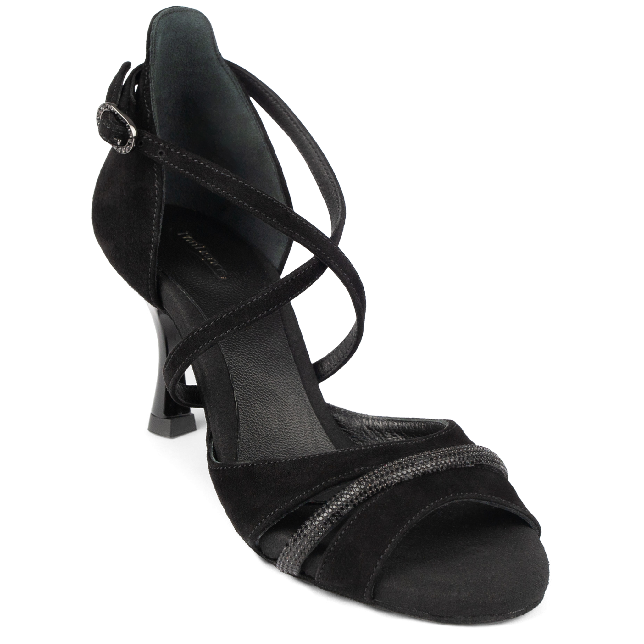 Portdance Pd816 60 Black Sparkling Strap Schwarze Tanzsandale Mit Glitzer Details 02